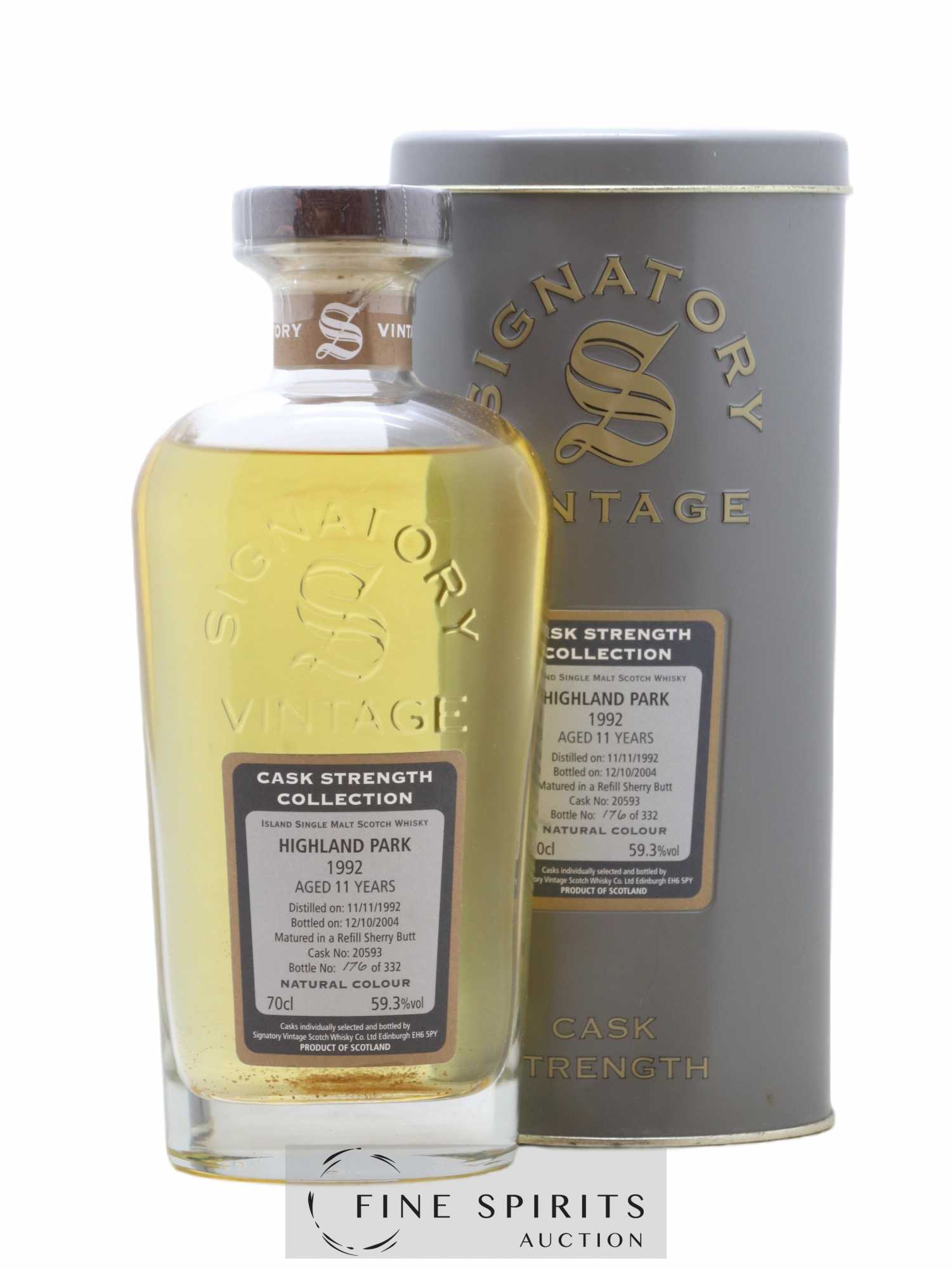 Highland Park 11 years 1992 Signatory Vintage Cask n°20593 - One of 332 - bottled 2004 Cask Strength Collection