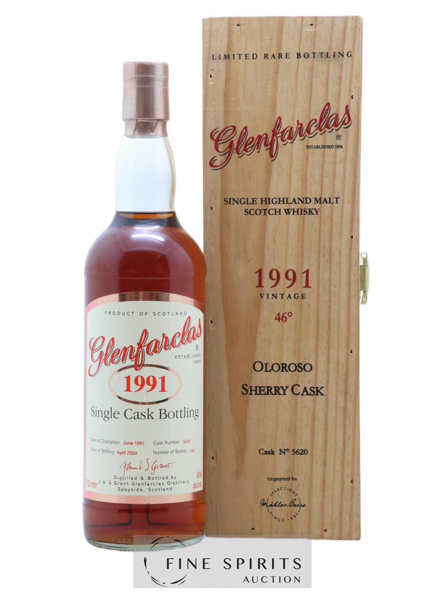 Glenfarclas 1991 Of. Cask n°5620 - One of 840 - bottled 2004 Single Cask Bottling