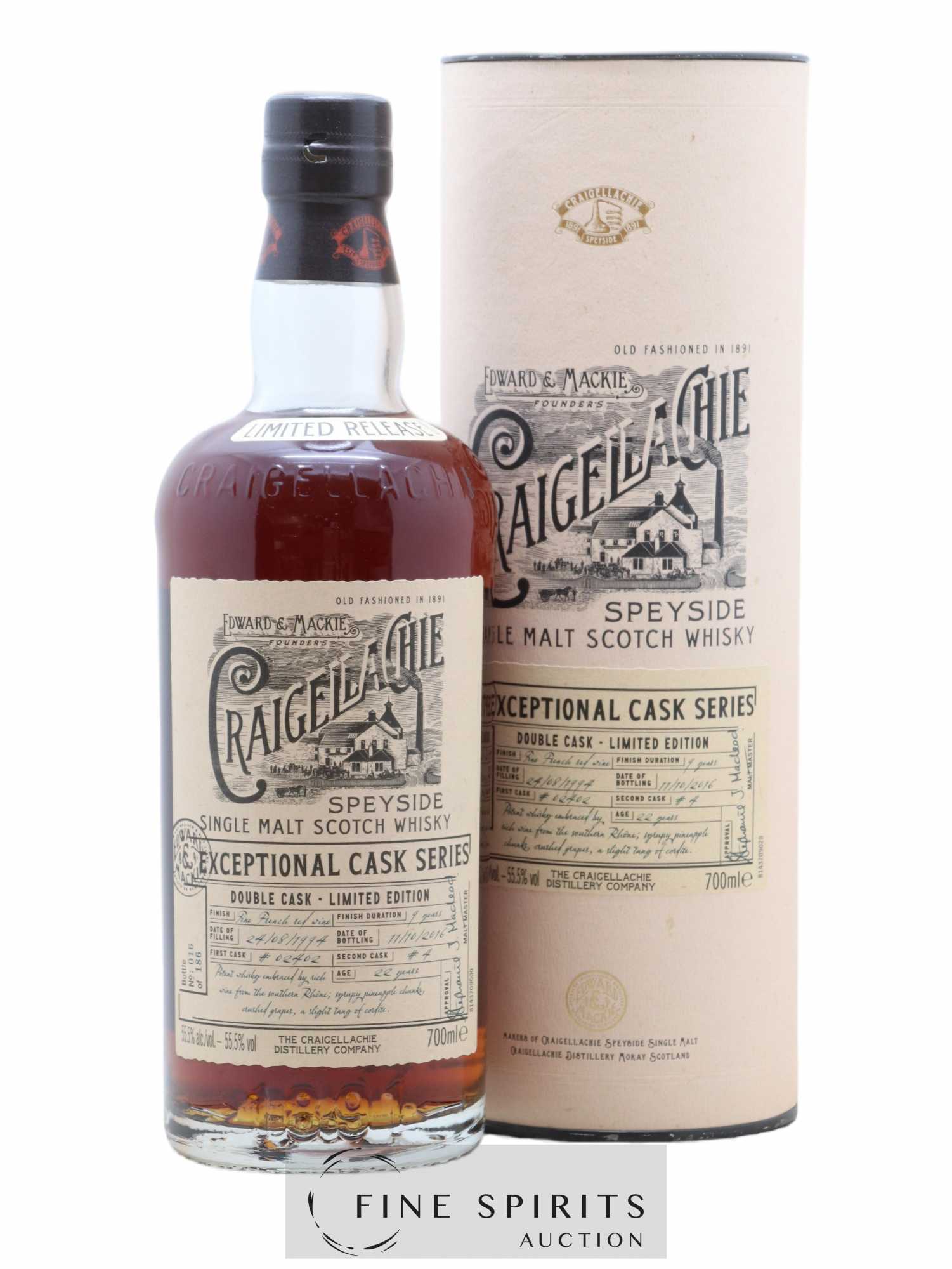 Craigellachie 22 years 1994 Of. Cask n°02402 - One of 186 - bottled 2016 Exceptional Cask Series