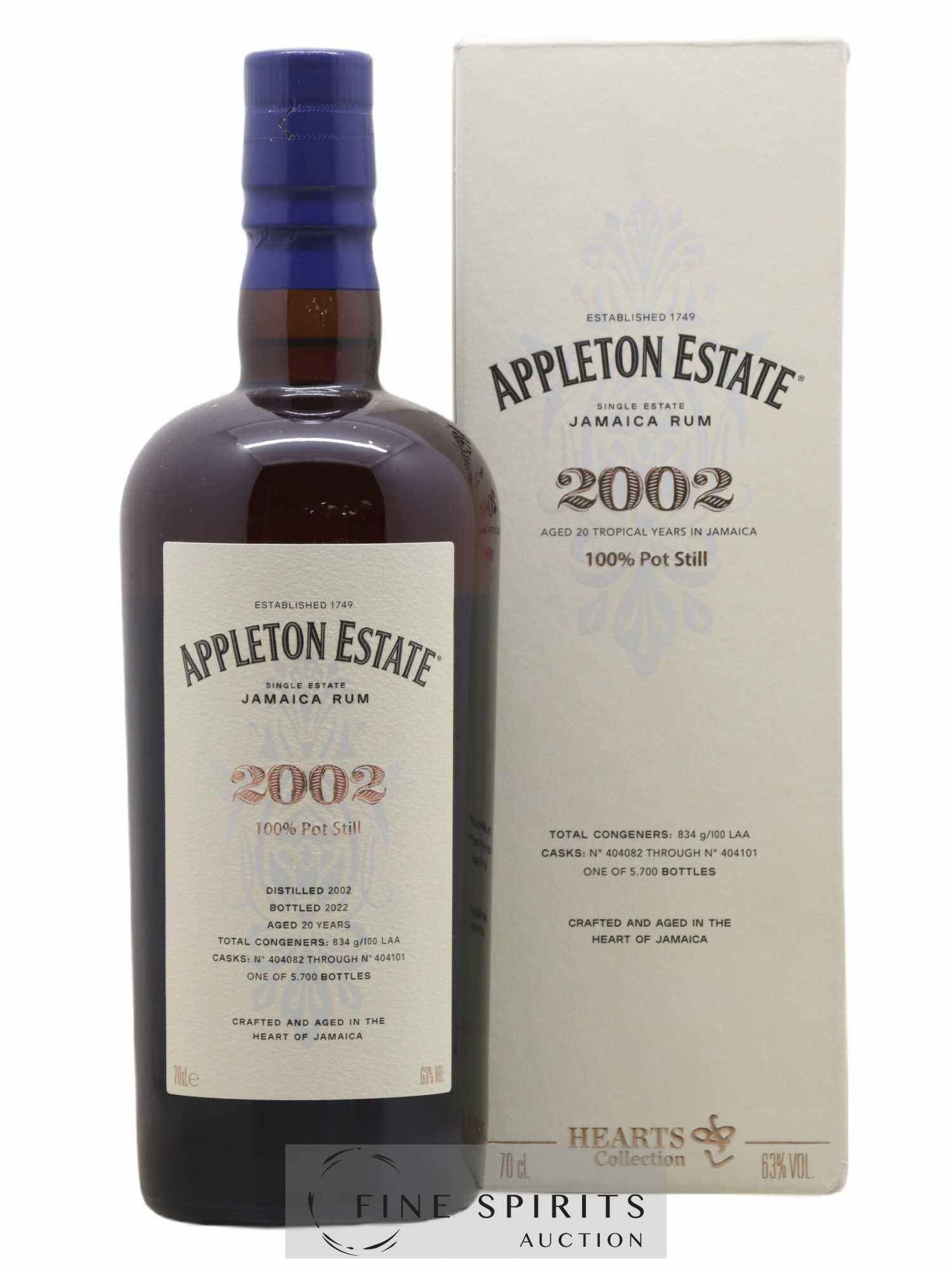 Appleton Estate 20 years 2002 Of. Pot Still Cask n°404082 through n°404101 - One of 5700 - bottled 2022 Hearts