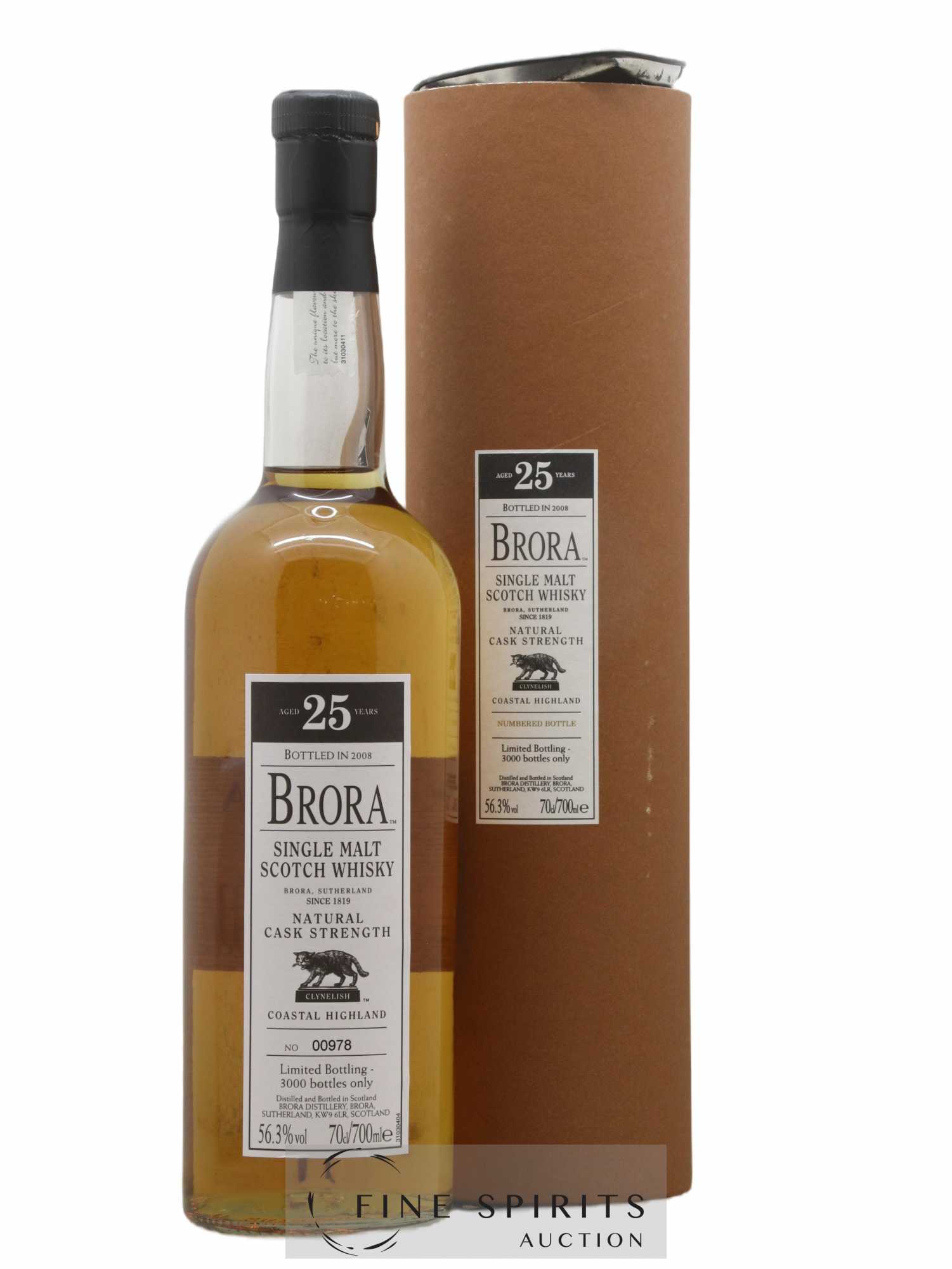 Brora 25 years Of. Natural Cask Strength One of 3000 - bottled 2008 Limited Bottling