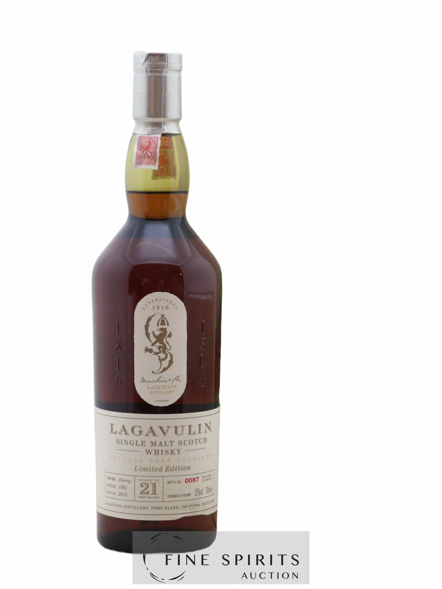 Lagavulin 21 years 1991 Of. Natural Cask Strength Sherry Cask Finish - One of 2772 - bottled 2012 Limited Edition