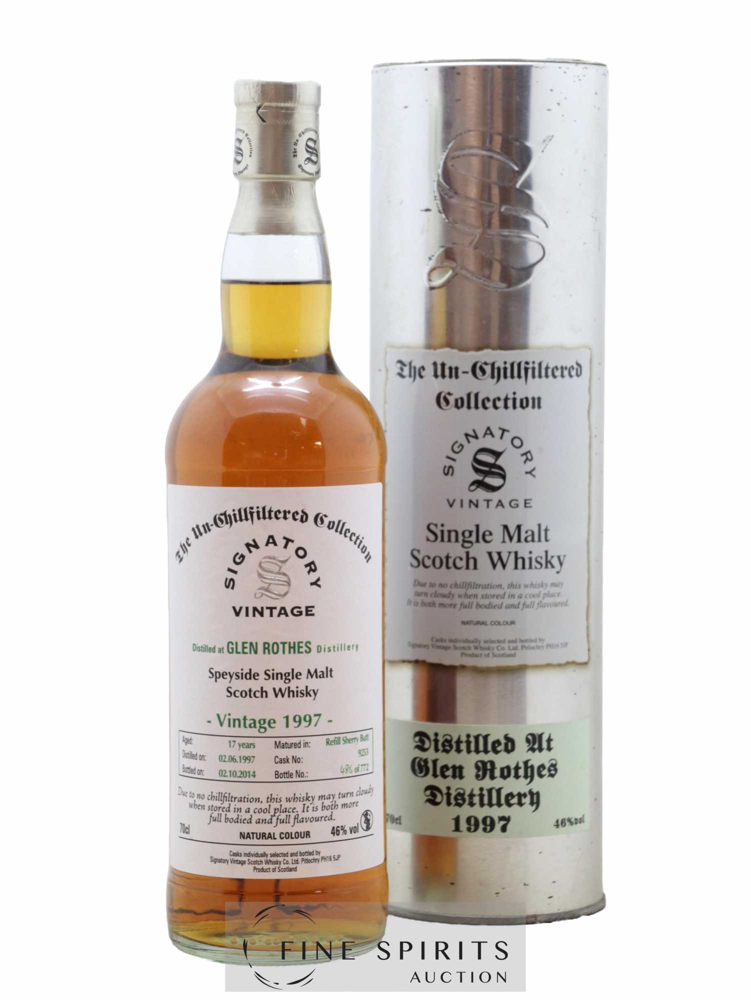 Glenrothes 17 years 1997 Signatory Vintage Cask n°9253 - One of 772 - bottled 2014 The Un-chillfiltered Co