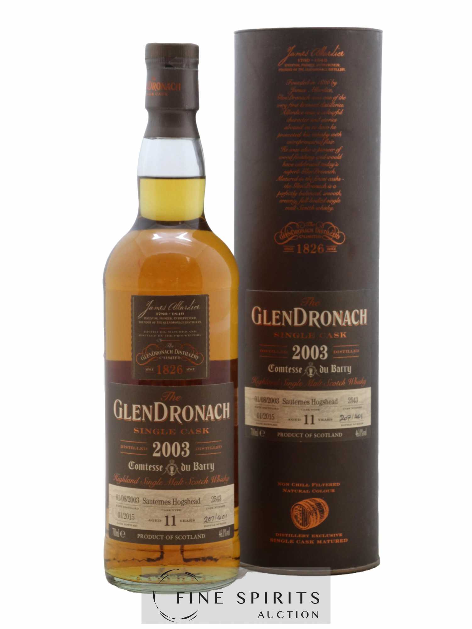 The Glendronach 11 years 2003 Of. Single Cask n°2543 - One of 401 - bottled 2015 Comtesse du Barry