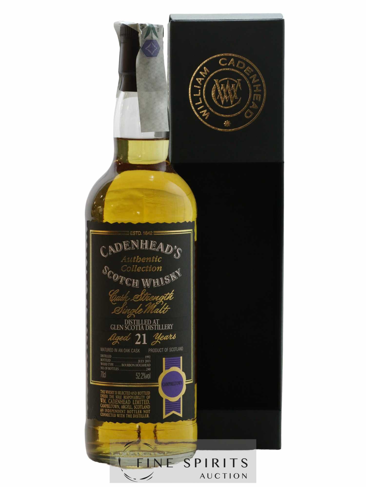 Glen Scotia 21 years 1992 Cadenhead's Bourbon Hogshead - One of 240 - bottled 2013 Authentic Collection