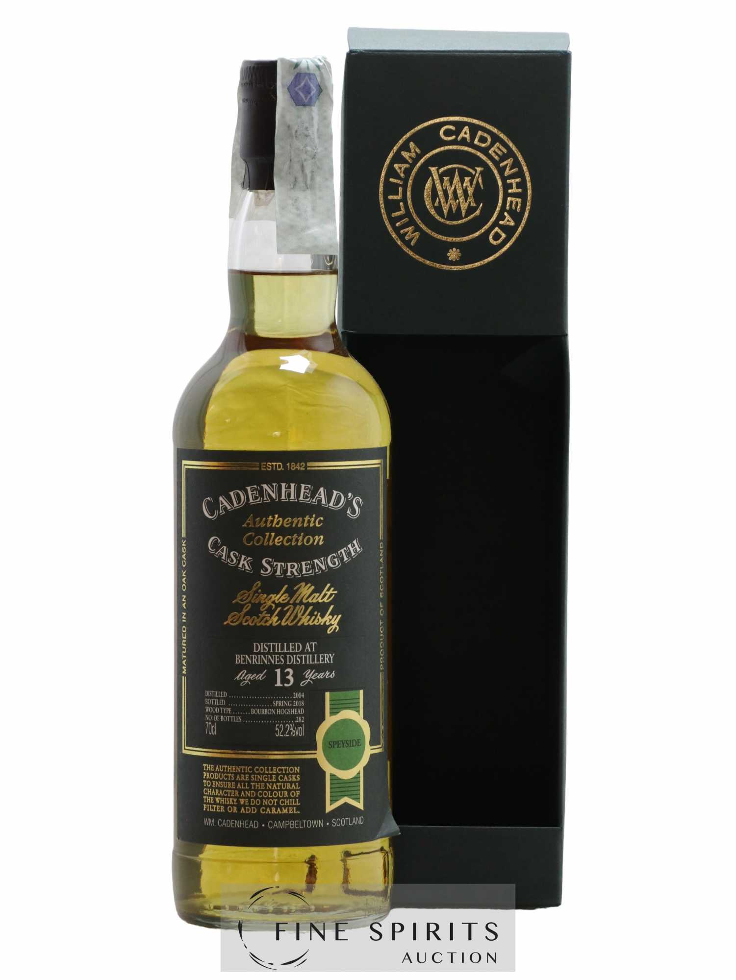 Benrinnes 13 years 2004 Cadenhead's Bourbon Hogshead - One of 282 - bottled 2018 Authentic Collection