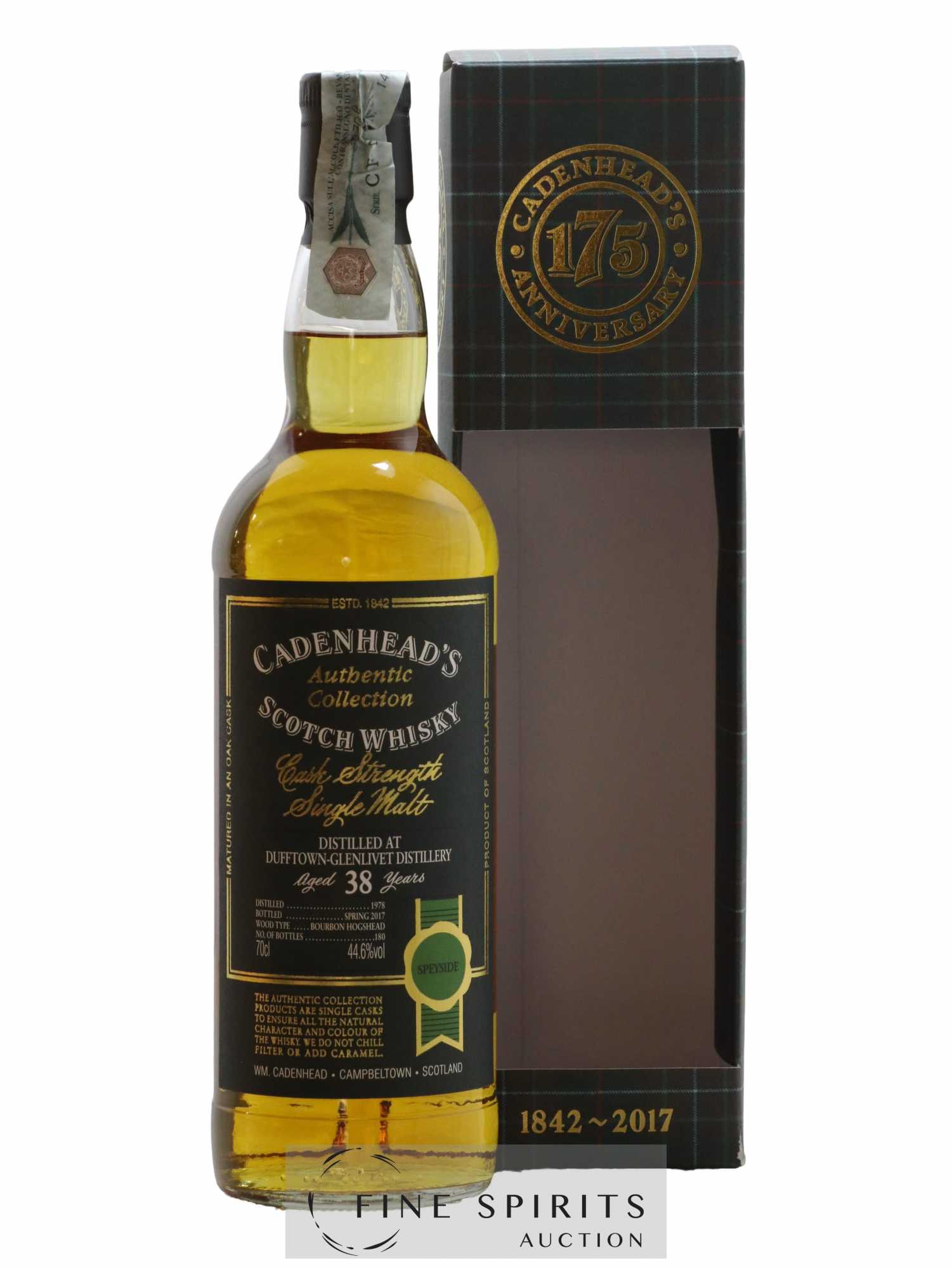 Dufftown 38 years 1978 Cadenhead's Bourbon Hogshead - One of 180 - bottled 2017 Authentic Collection