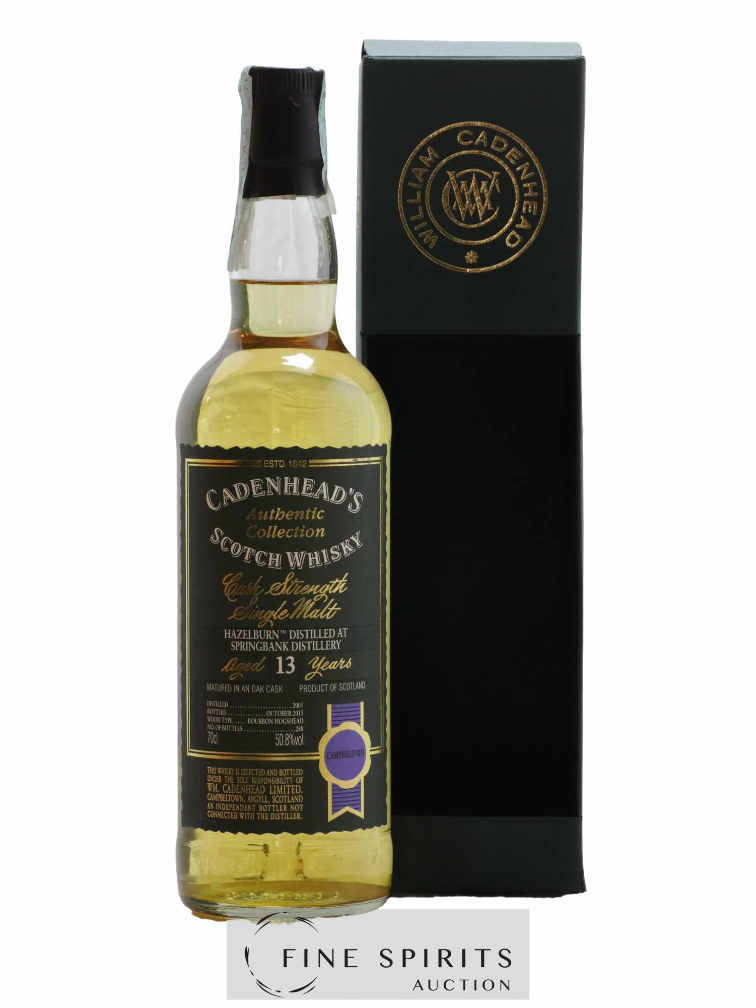 Hazelburn 13 years 2001 Cadenhead's Bourbon Hogshead - One of 288 - bottled 2015 Authentic Collection