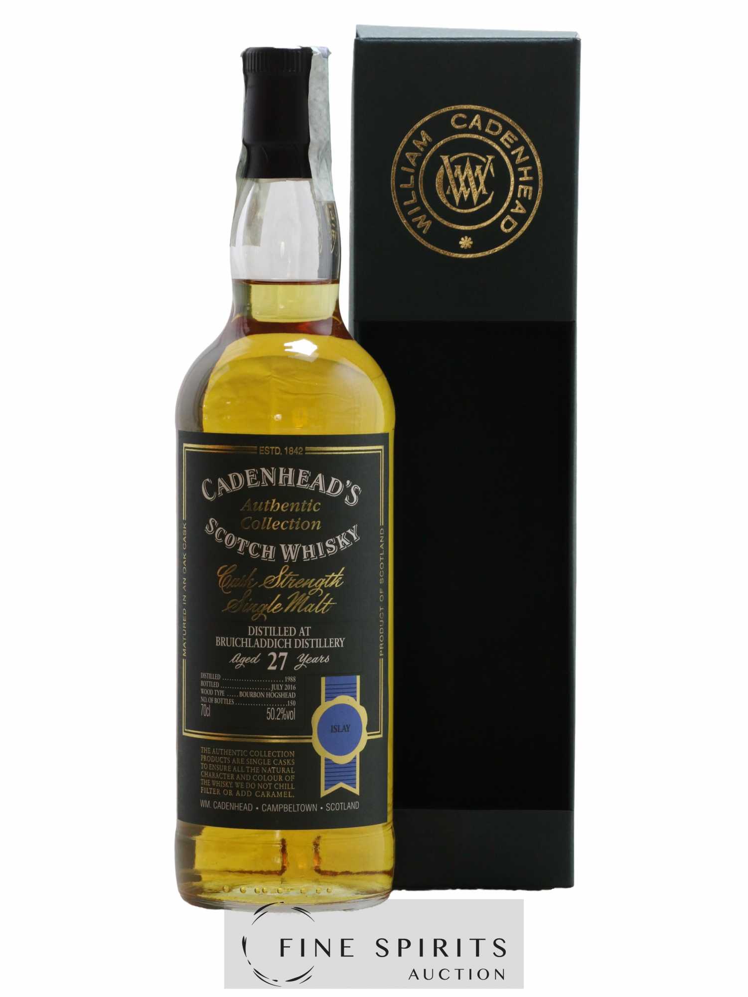 Bruichladdich 27 years 1988 Cadenhead's Bourbon Hogshead - One of 150 - bottled 2016 Authentic Collection