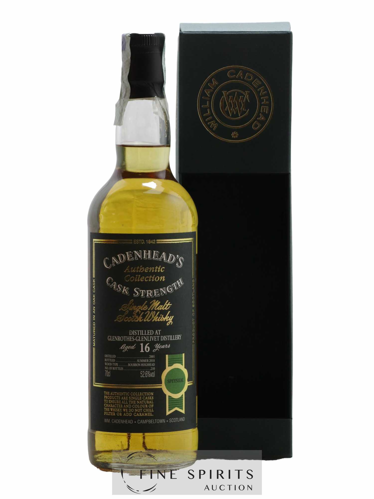 Glenrothes 16 years 2001 Cadenhead's Bourbon Hogshead - One of 210 - bottled 2018 Authentic Collection