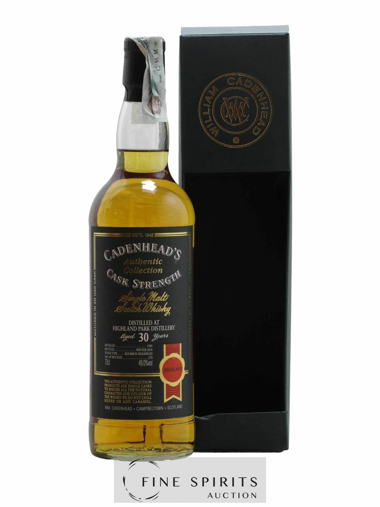 Highland Park 30 years 1988 Cadenhead's Bourbon Hogshead - One of 270 - bottled 2018 Authentic Collection