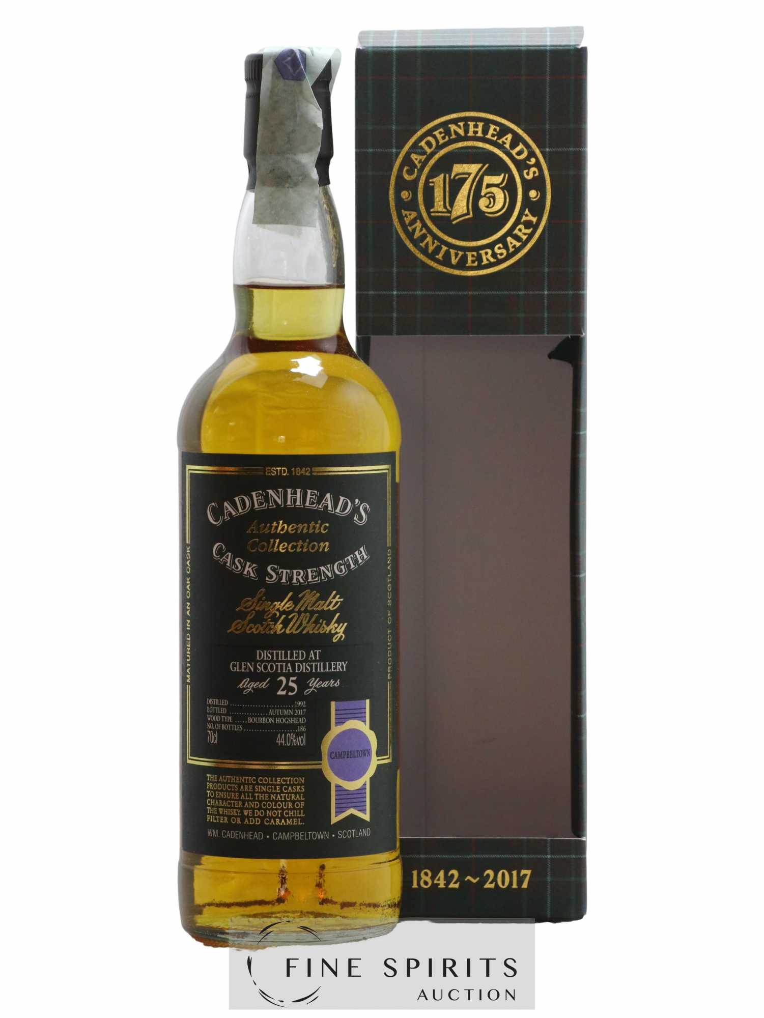 Glen Scotia 25 years 1992 Cadenhead's Bourbon Hogshead - One of 186 - bottled 2017 Authentic Collection