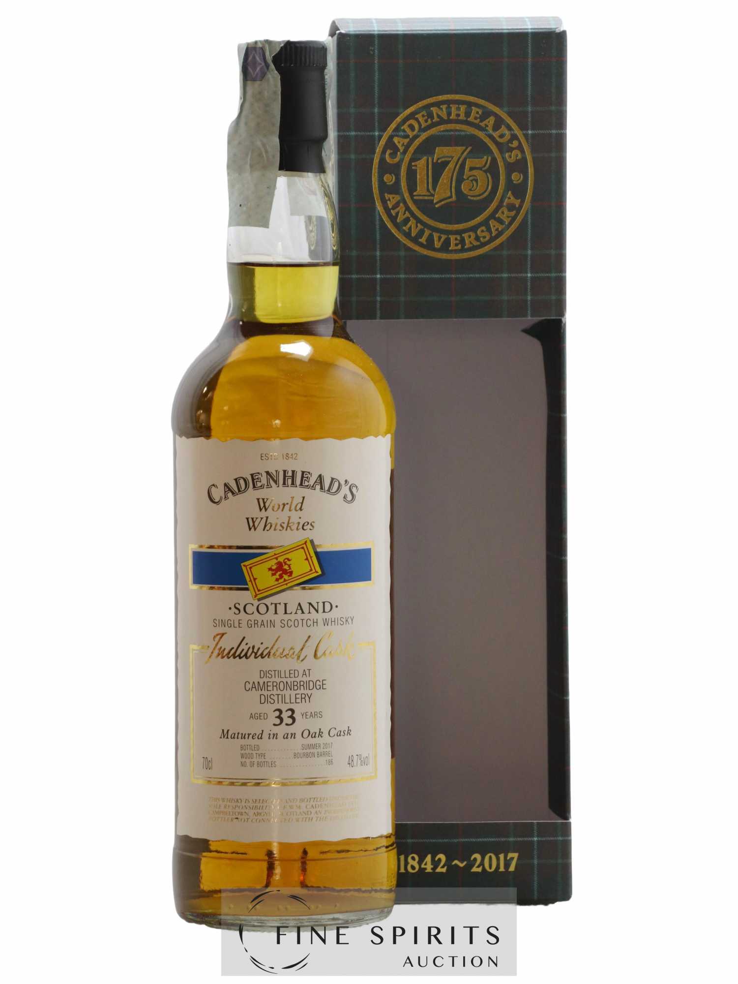 Cameronbridge 33 years Cadenhead's Bourbon Barrel - One of 186 - bottled 2017 World Whiskies