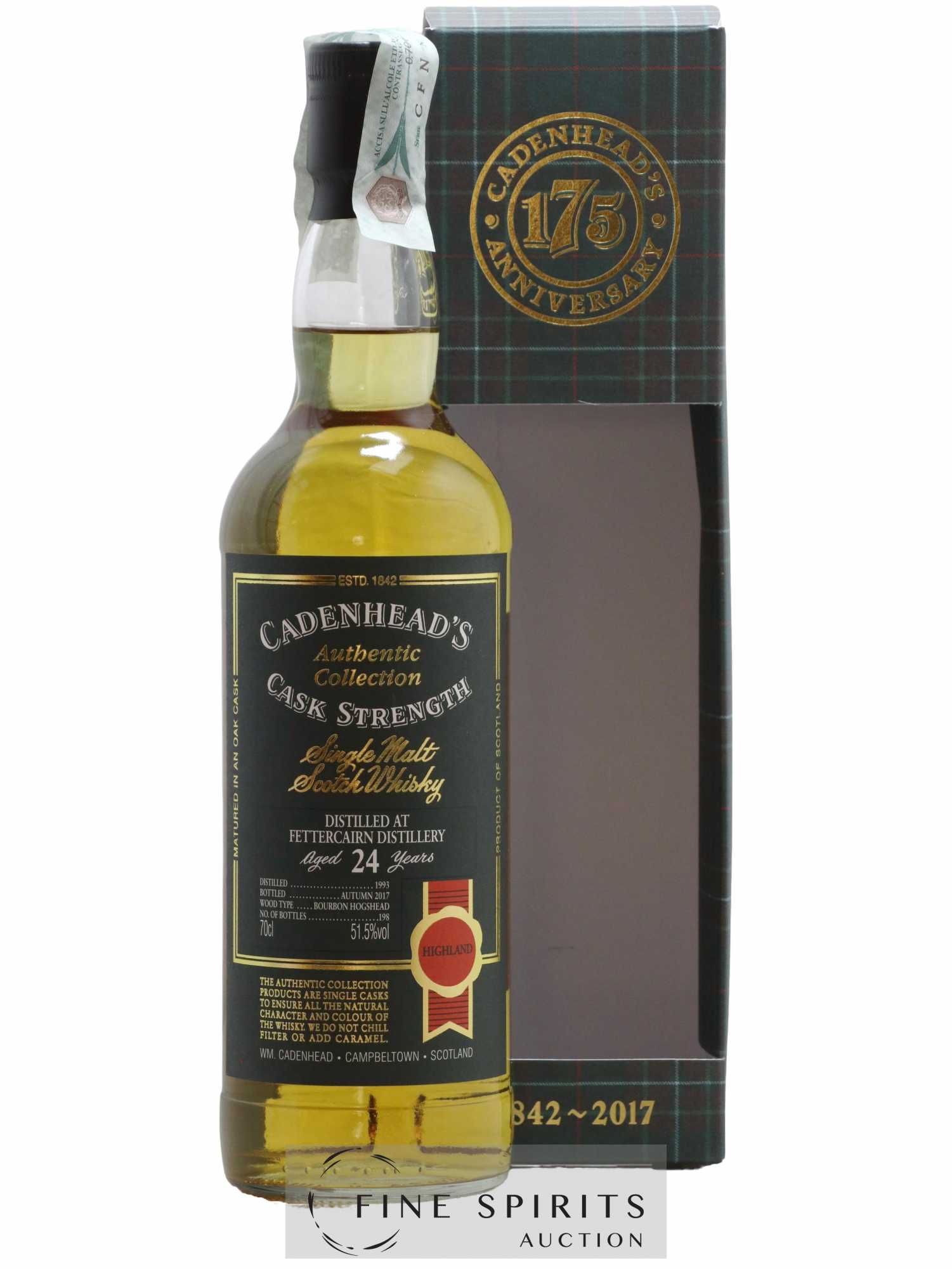 Fettercairn 24 years 1993 Cadenhead's Bourbon Hogshead - One of 198 - bottled 2017 Authentic Collection