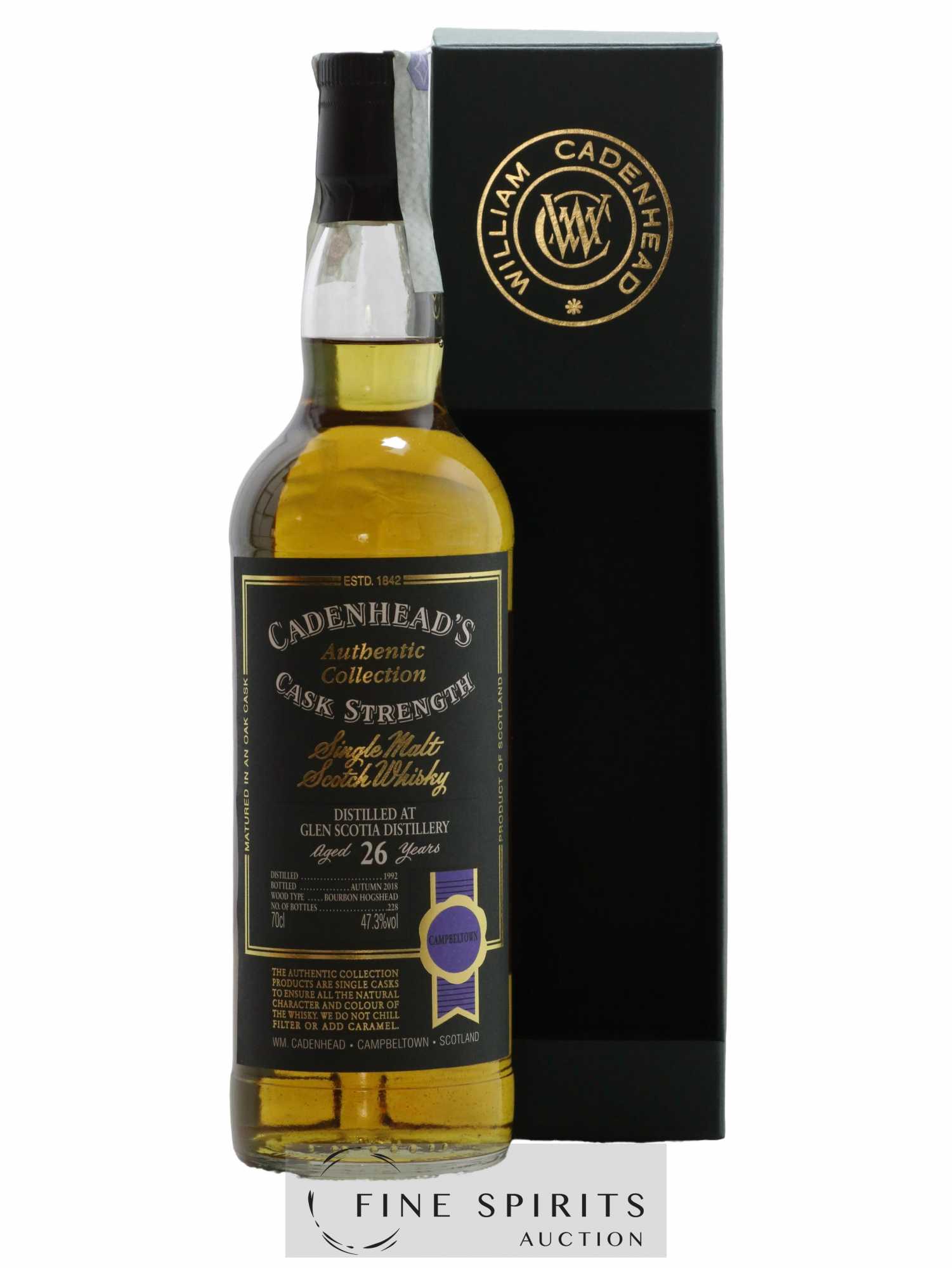 Glen Scotia 26 years 1992 Cadenhead's Bourbon Hogshead - One of 228 - bottled 2018 Authentic Collection