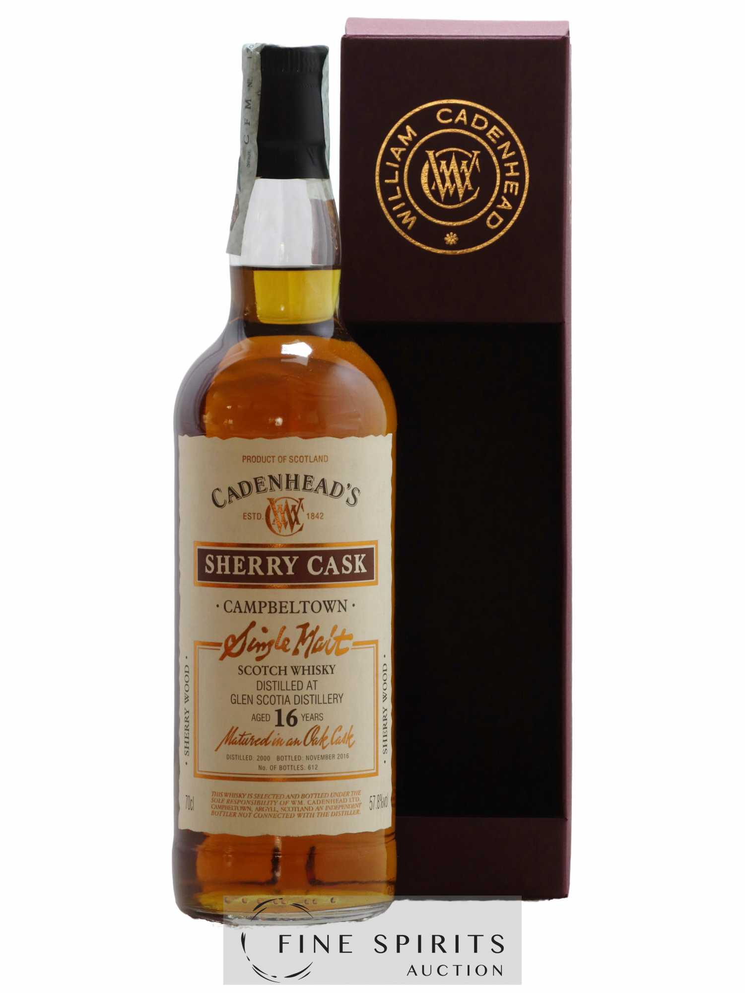 Glen Scotia 16 years 2000 Cadenhead's Sherry Cask One of 612 - bottled 2016