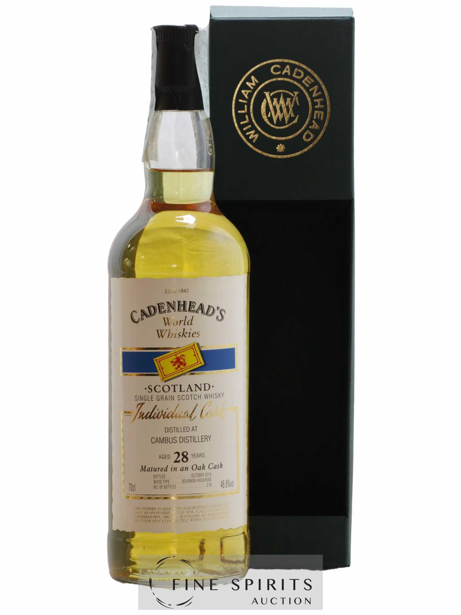 Cambus 28 years Cadenhead's Bourbon Hogshead - One of 216 - bottled 2016 World Whiskies