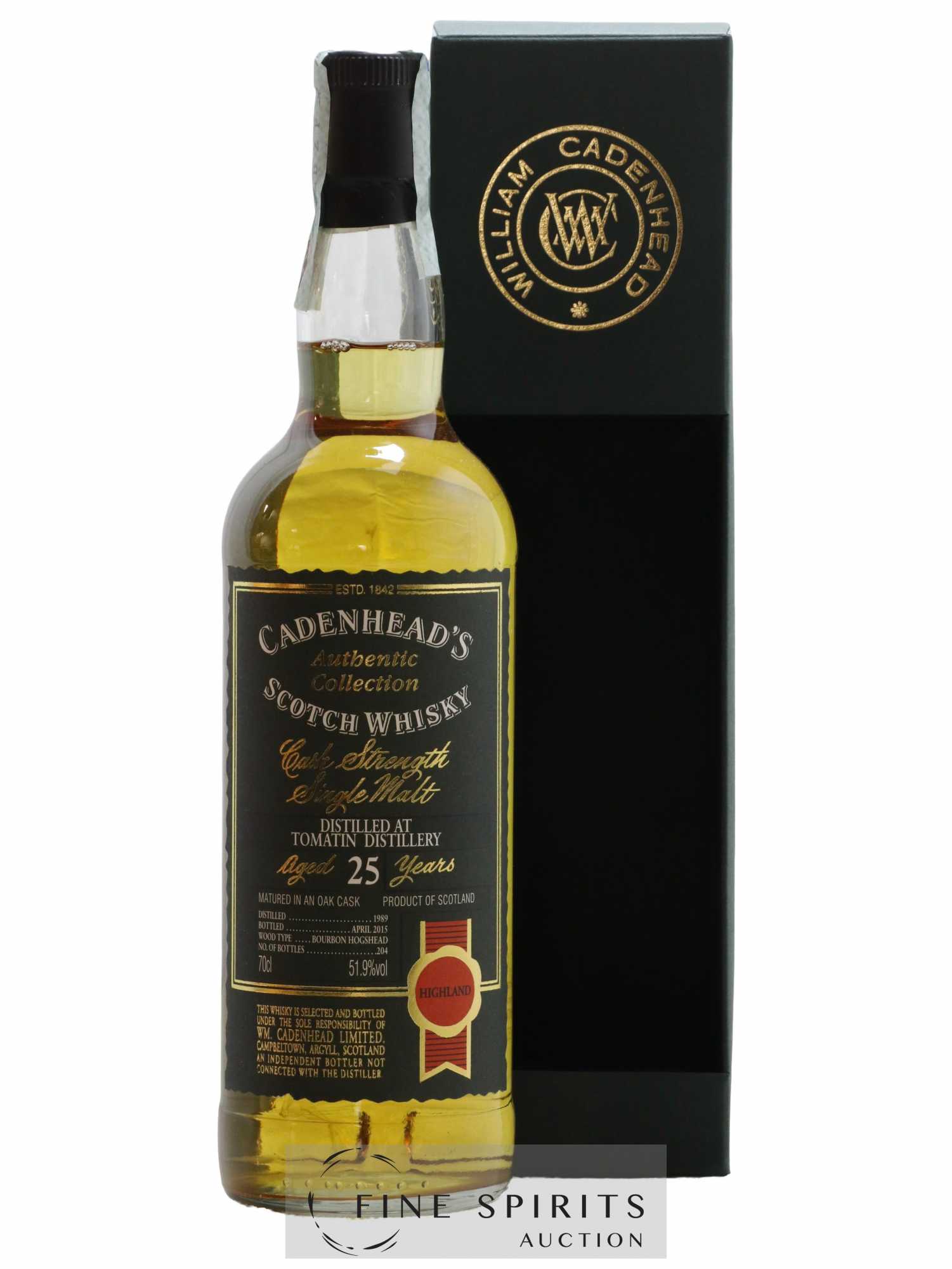 Tomatin 25 years 1989 Cadenhead's Bourbon Hogshead - One of 204 - bottled 2015 Authentic Collection