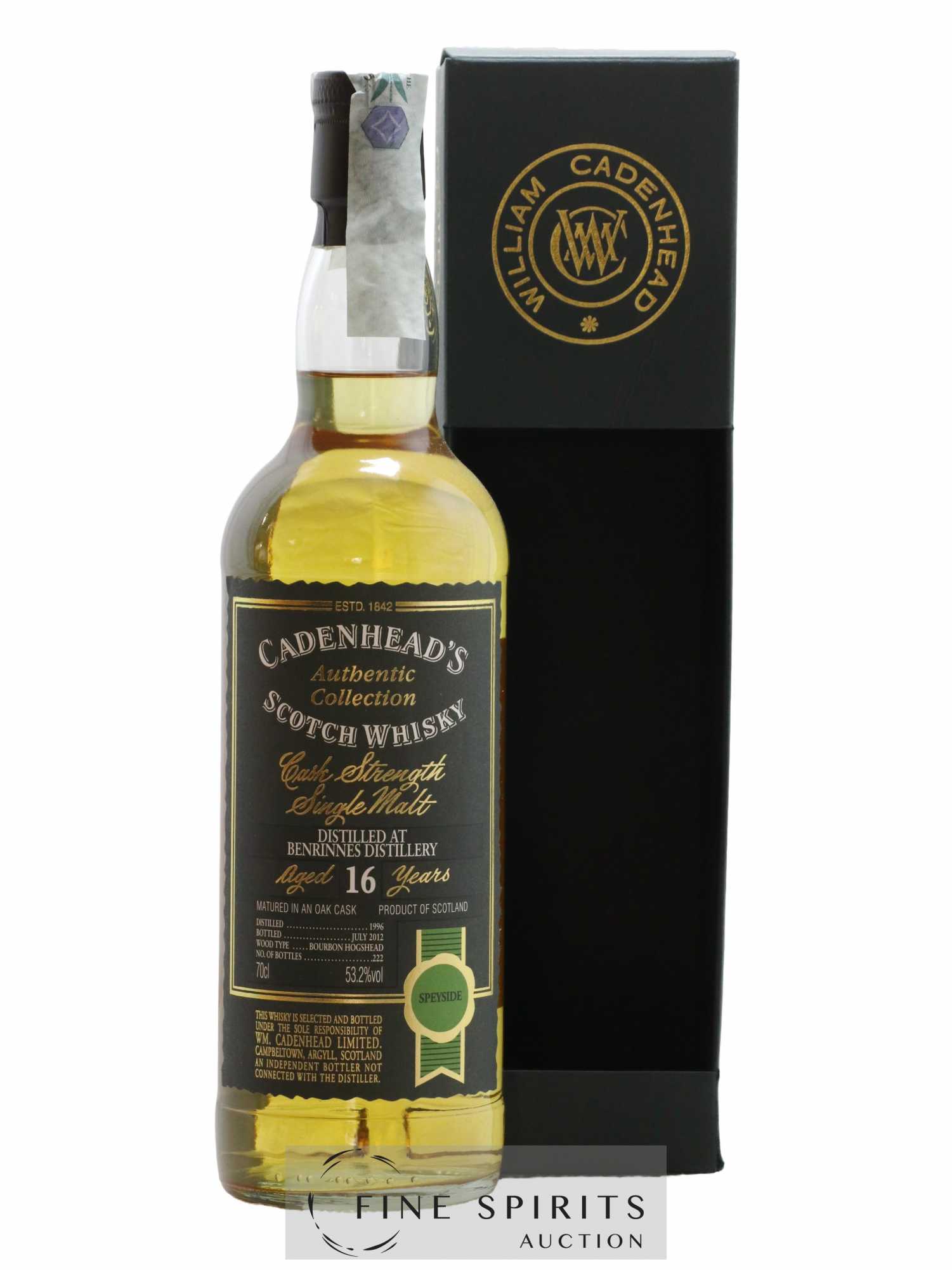 Benrinnes 16 years 1996 Cadenhead's Bourbon Hogshead - One of 222 - bottled 2012 Authentic Collection