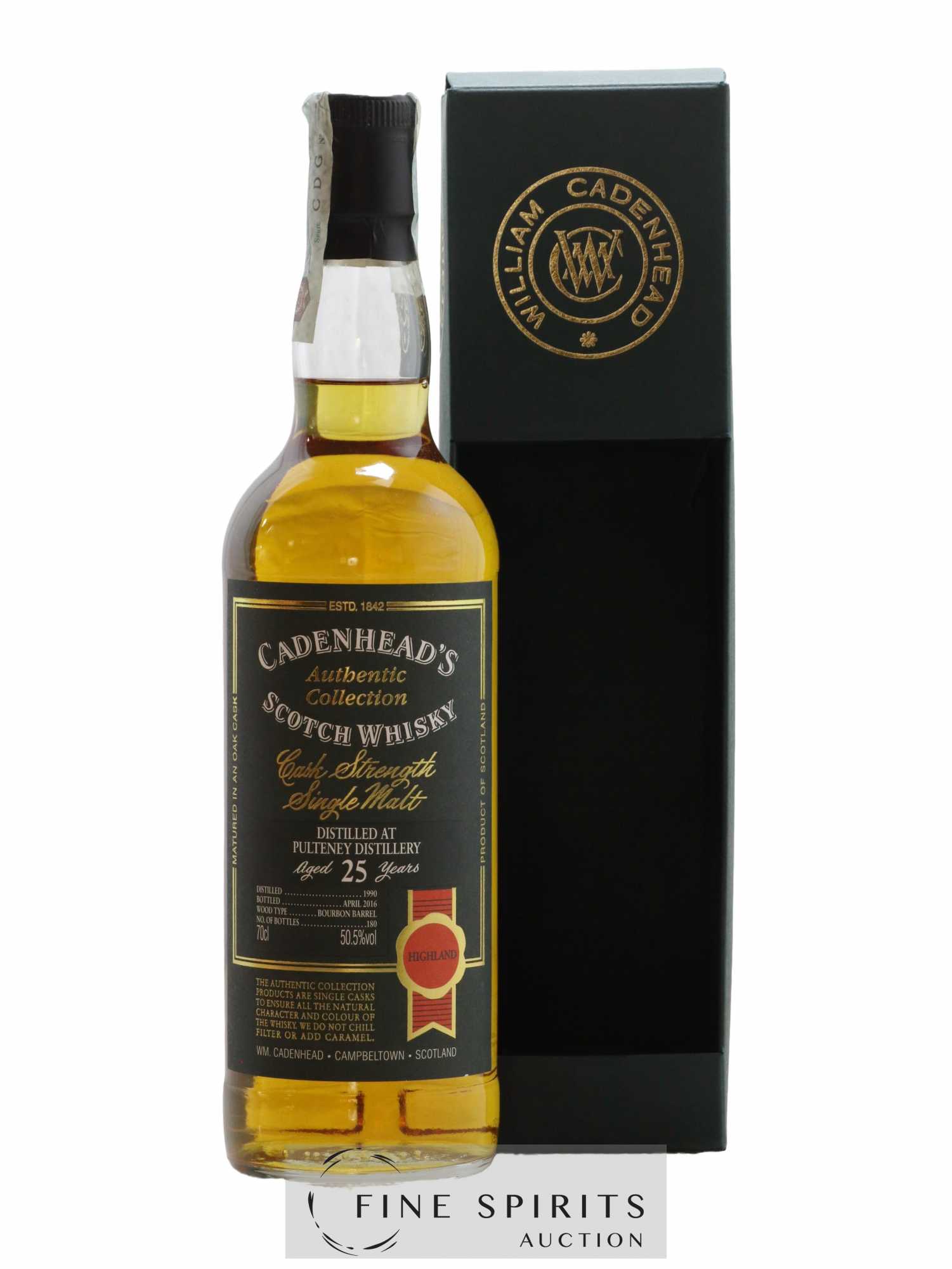 Pulteney 25 years 1990 Cadenhead's Bourbon Barrel - One of 180 - bottled 2016 Authentic Collection