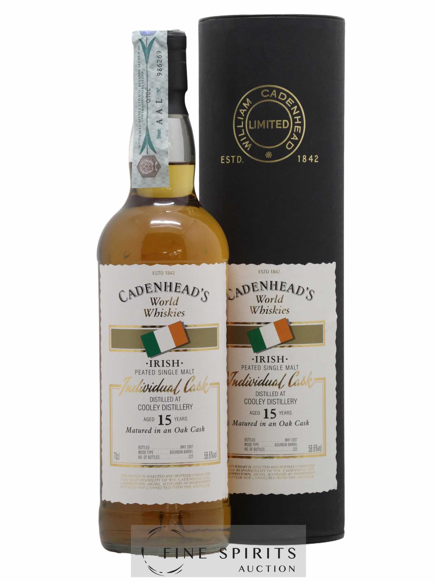 Cooley 15 years Cadenhead's Bourbon Barrel - One of 222 - bottled 2007 World Whiskies