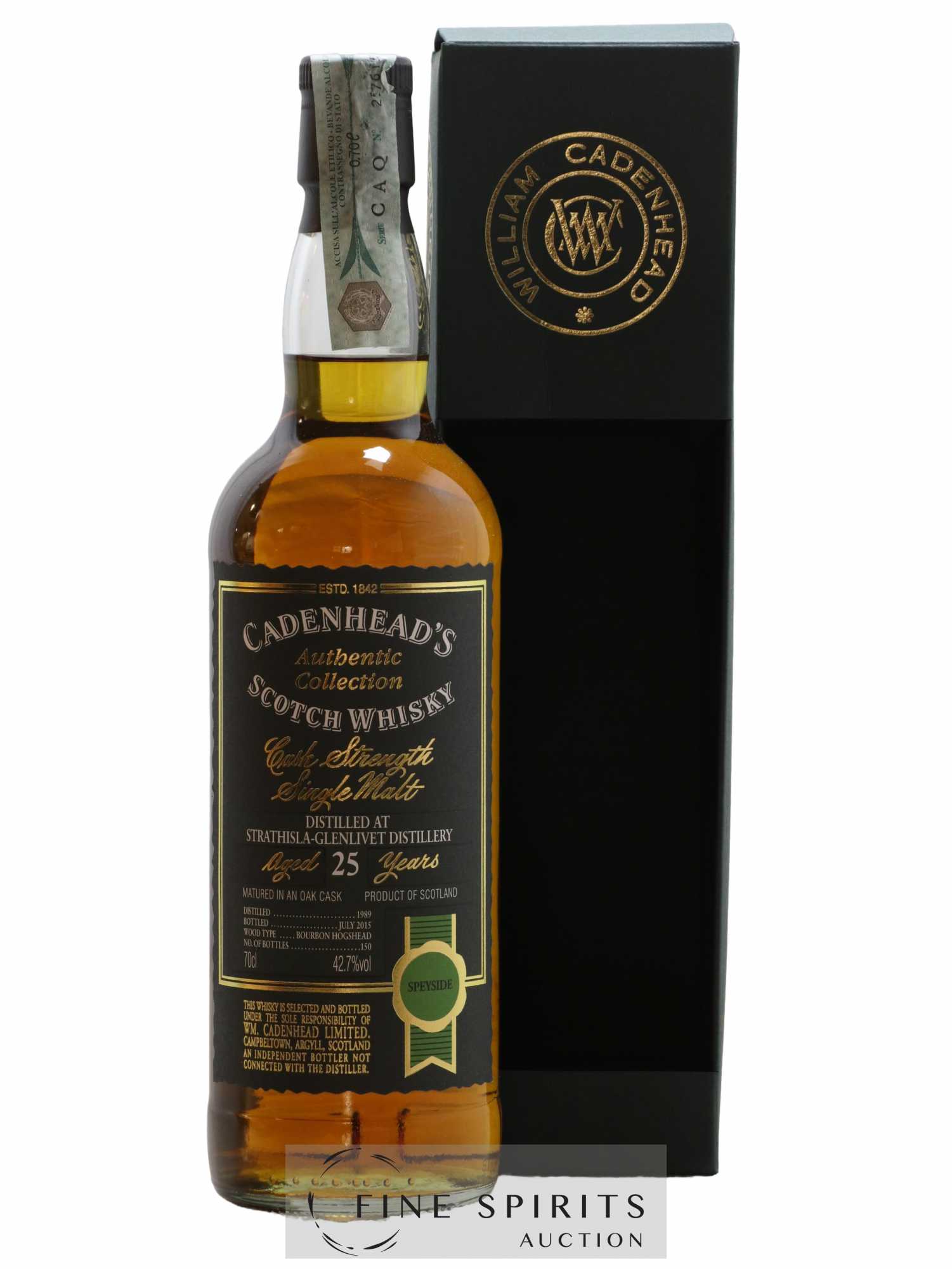 Strathisla 25 years 1989 Cadenhead's Bourbon Hogshead - One of 150 - bottled 2015 Authentic Collection