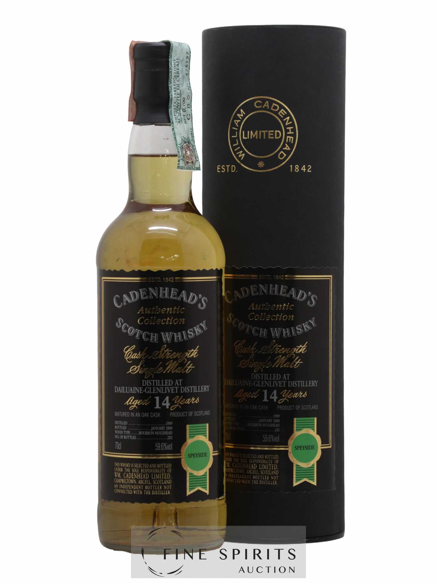 Dailuaine 14 years 1989 Cadenhead's Bourbon Hogshead - One of 282 - bottled 2004 Authentic Collection