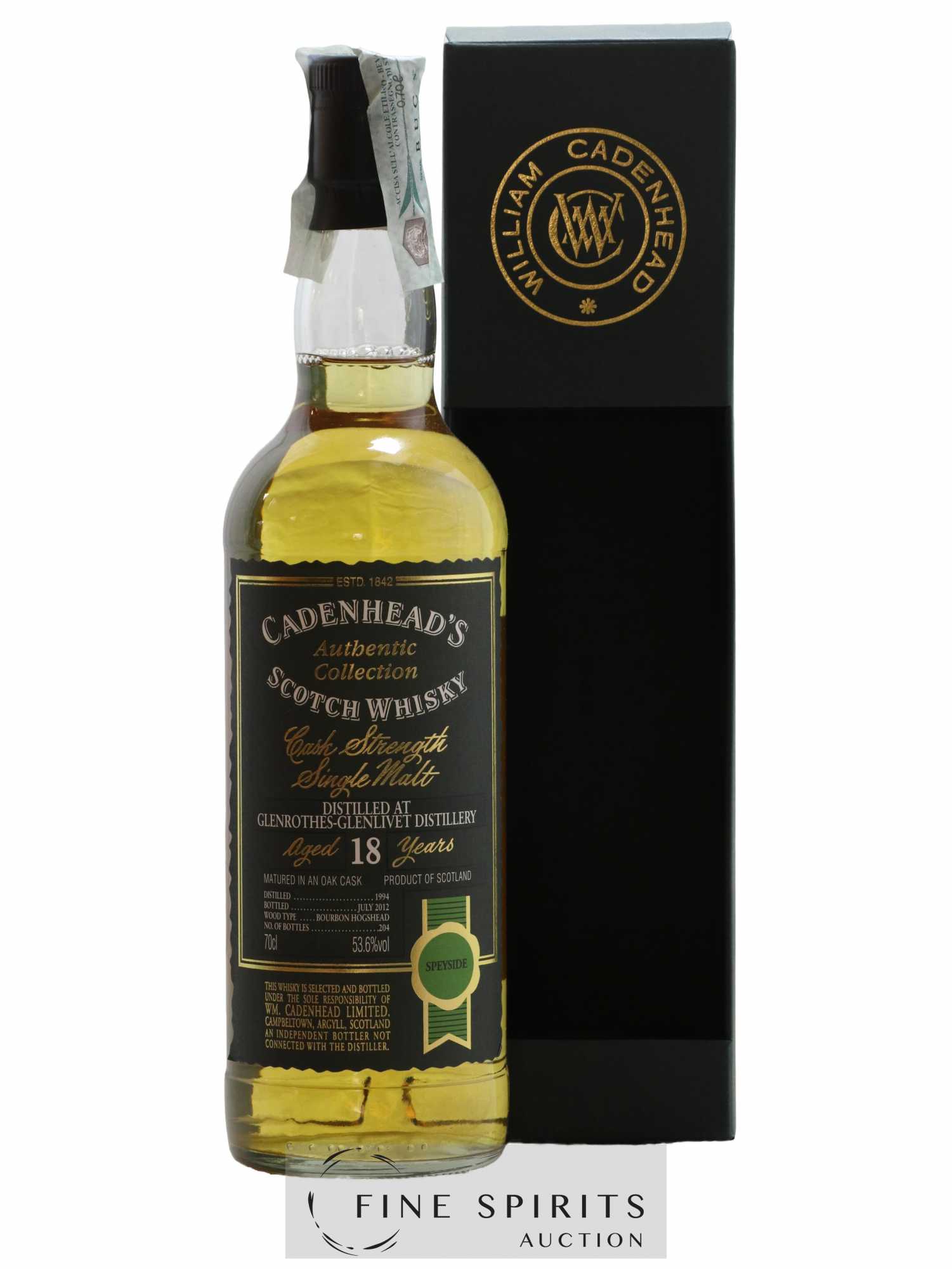 Glenrothes 18 years 1994 Cadenhead's Bourbon Hogshead - One of 204 - bottled 2012 Authentic Collection