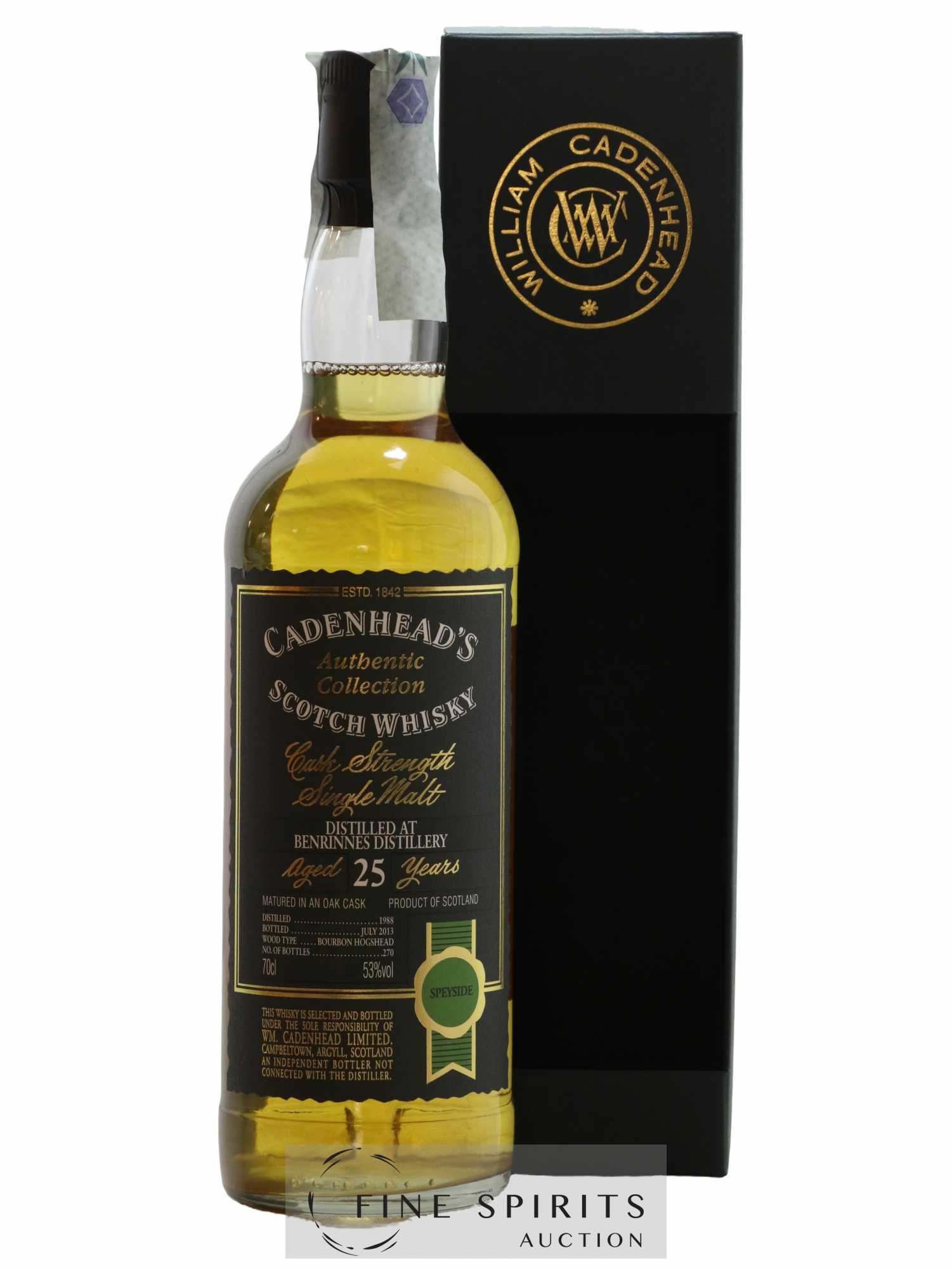 Benrinnes 25 years 1988 Cadenhead's Bourbon Hogshead - One of 270 - bottled 2013 Authentic Collection