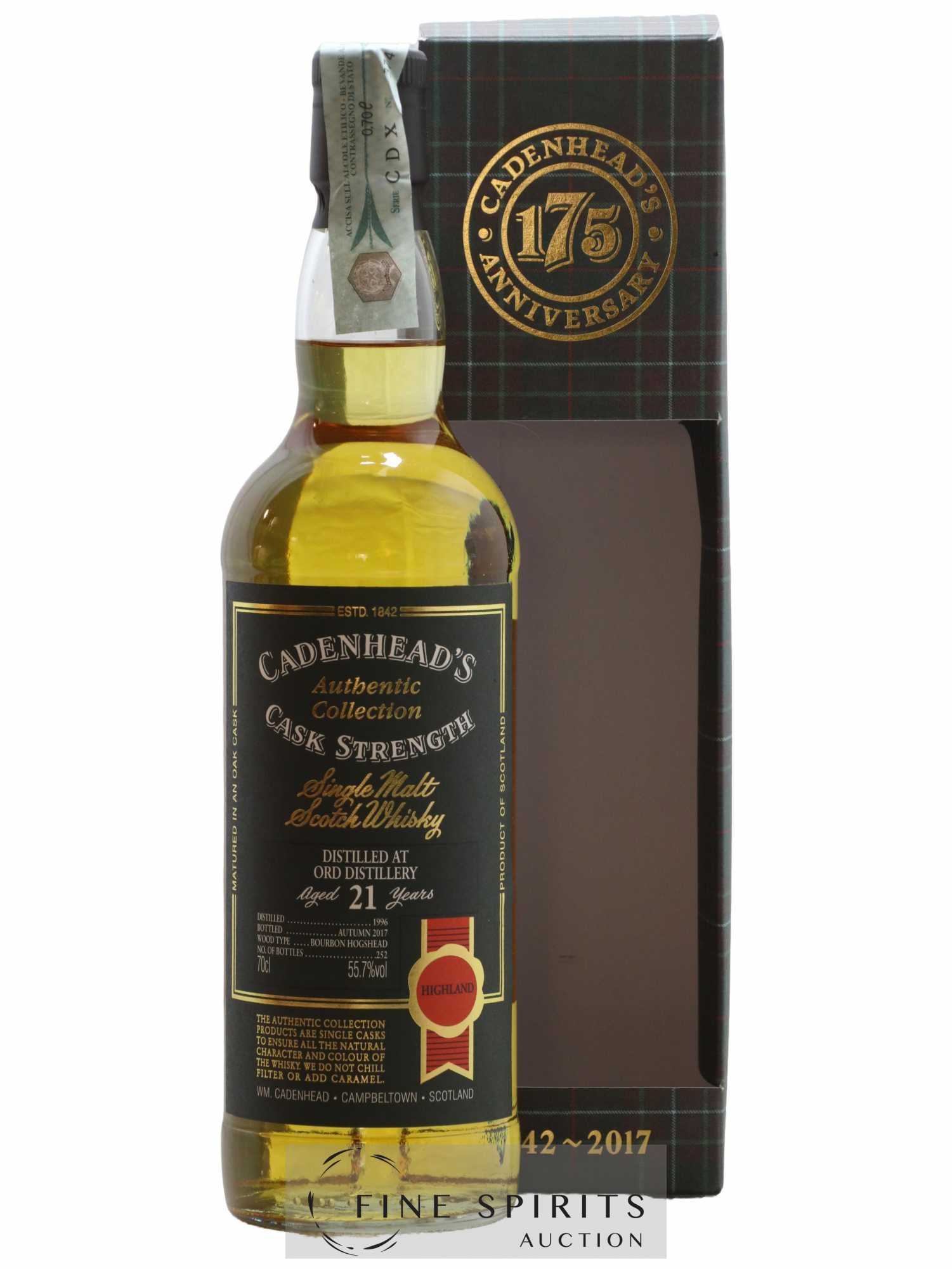 Ord 21 years 1996 Cadenhead's Bourbon Hogshead - One of 252 - bottled 2017 Authentic Collection