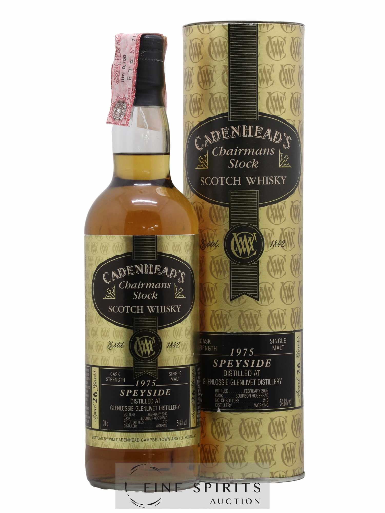 Glenlossie 26 years 1975 Cadenhead's Bourbon Hogshead - One of 210 - bottled 2002 Chairman's Stock