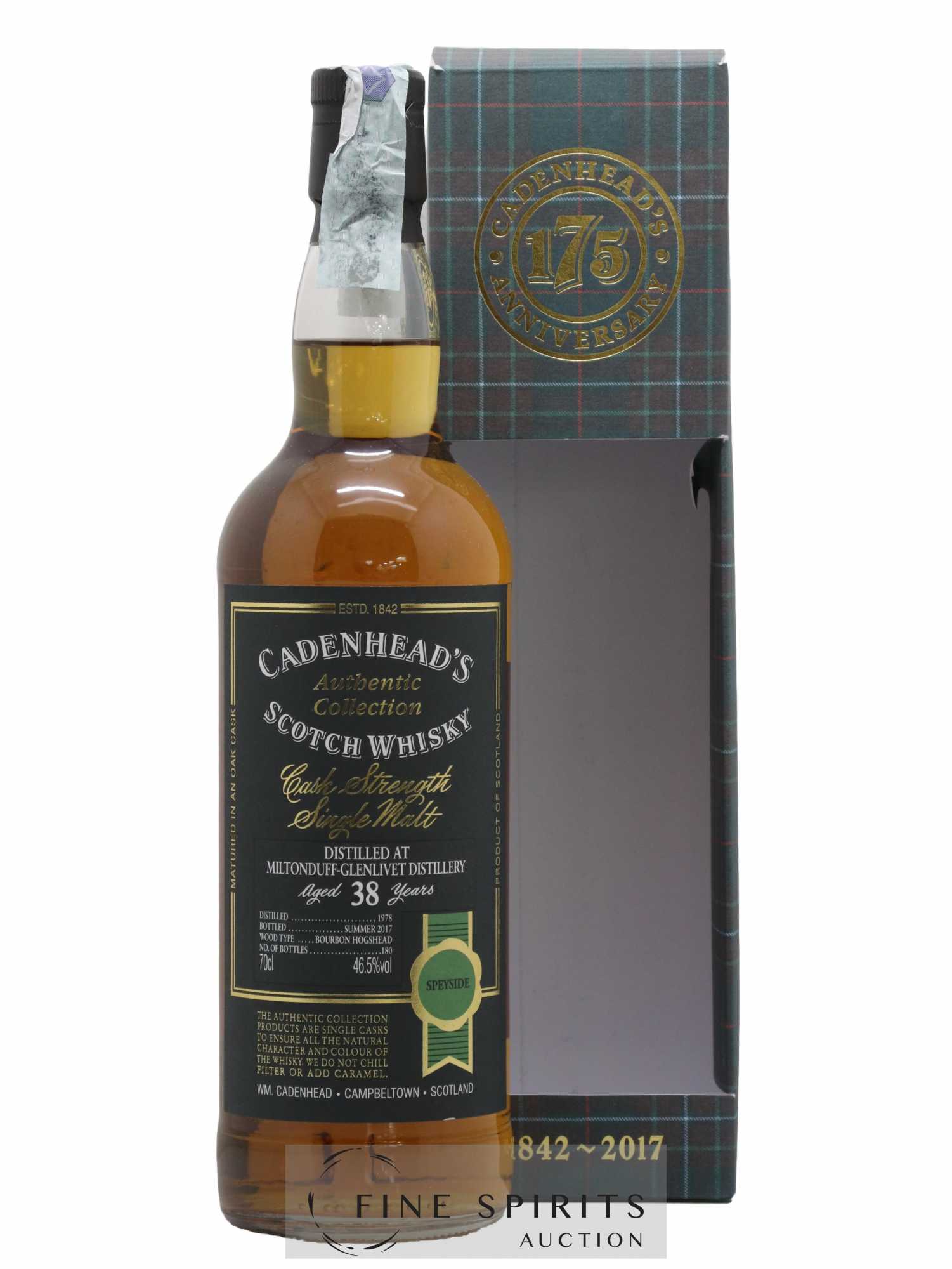 Miltonduff 38 years 1978 Cadenhead's Bourbon Hogshead - One of 180 - bottled 2017 Authentic Collection