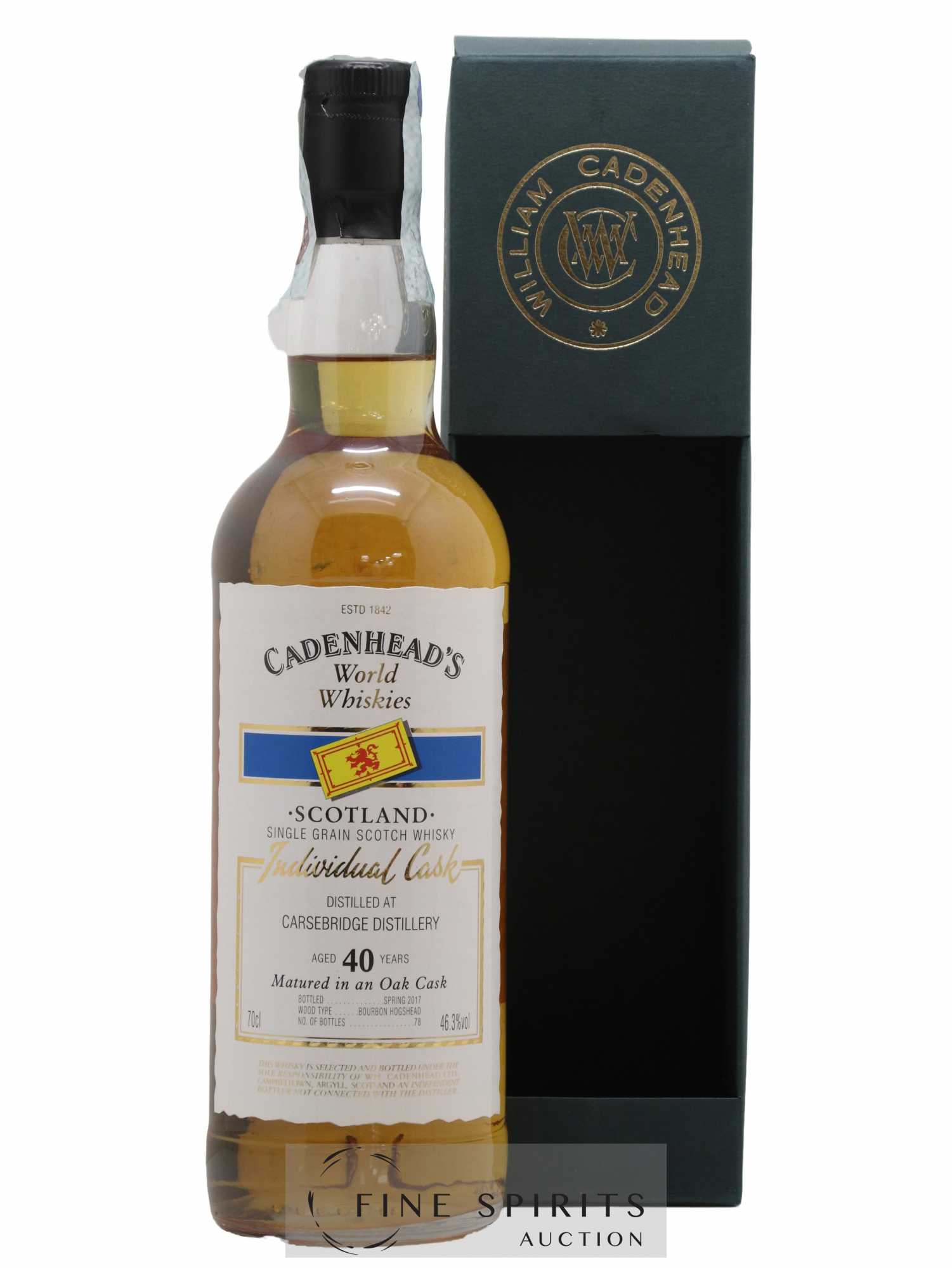 Carsebridge 40 years Cadenhead's Bourbon Hogshead - One of 78 - bottled 2017 World Whiskies