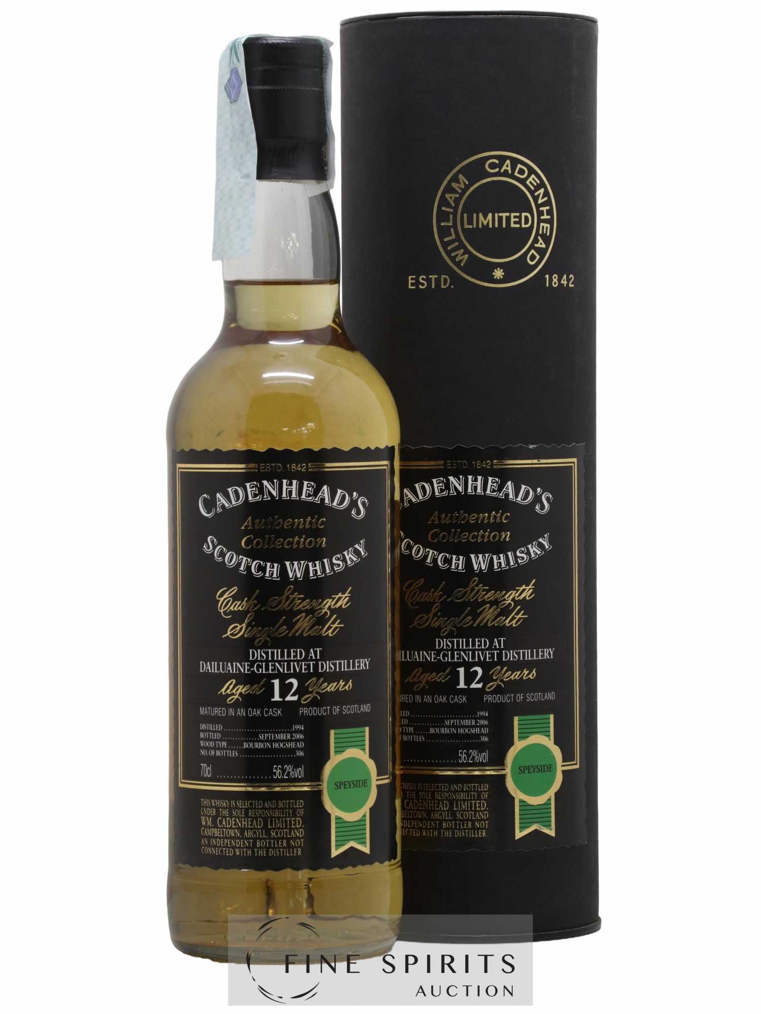 Dailuaine 12 years 1994 Cadenhead's Bourbon Hogshead - One of 306 - bottled 2006 Authentic Collection