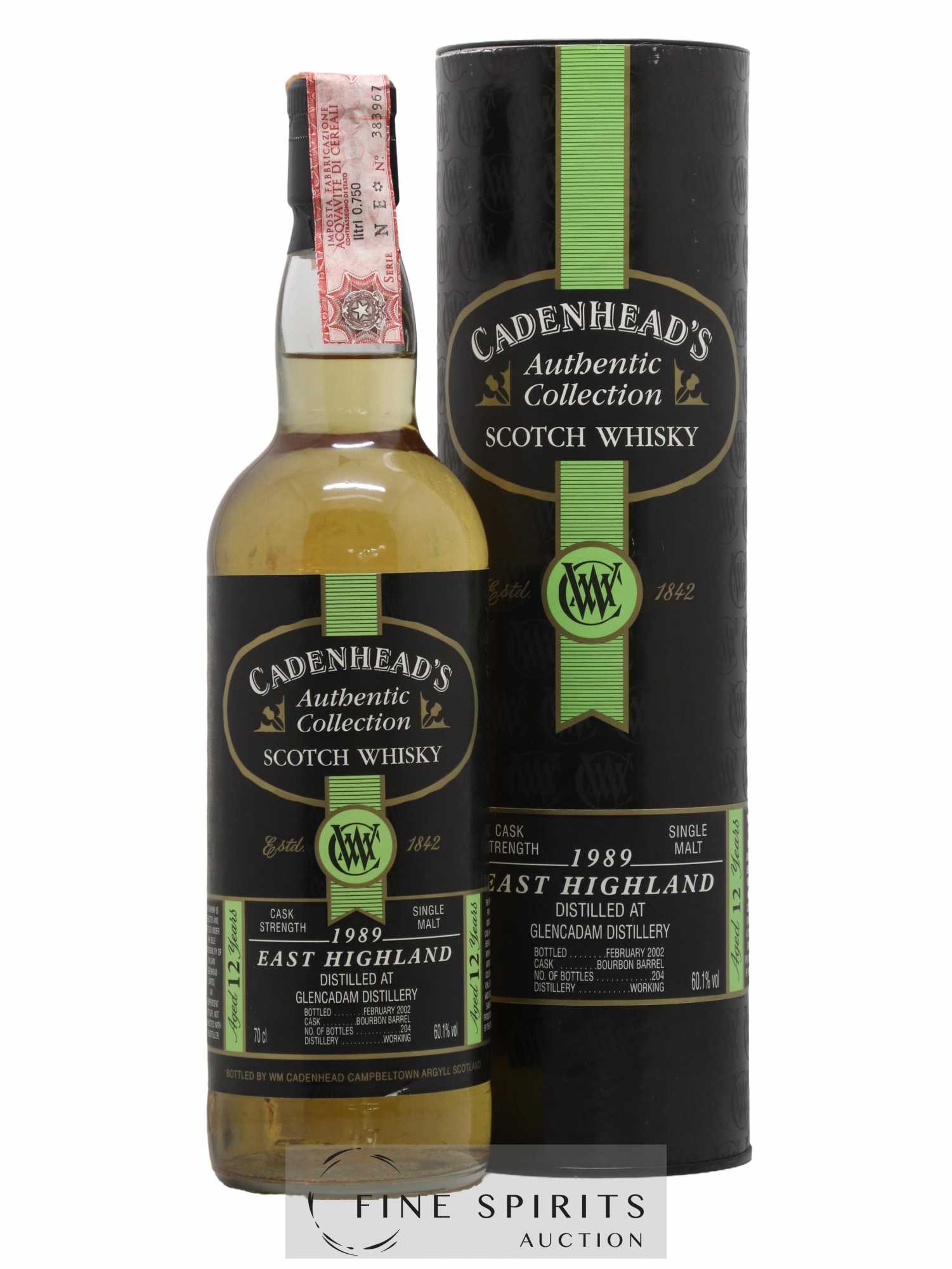 Glencadam 12 years 1989 Cadenhead's Bourbon Barrel - One of 204 - bottled 2002