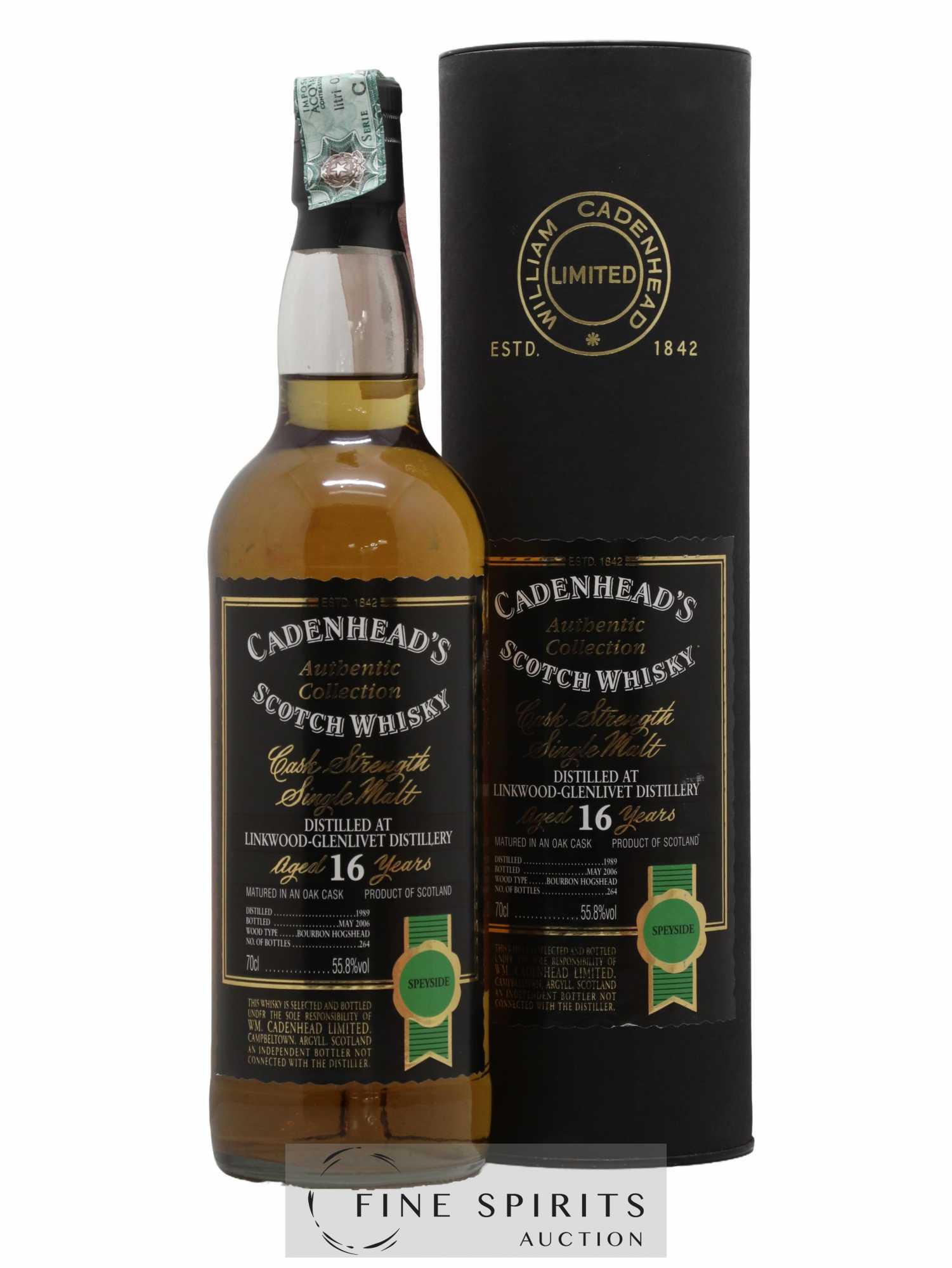 Linkwood 16 years 1989 Cadenhead's Bourbon Hogshead - One of 264 - bottled 2006 Authentic Collection