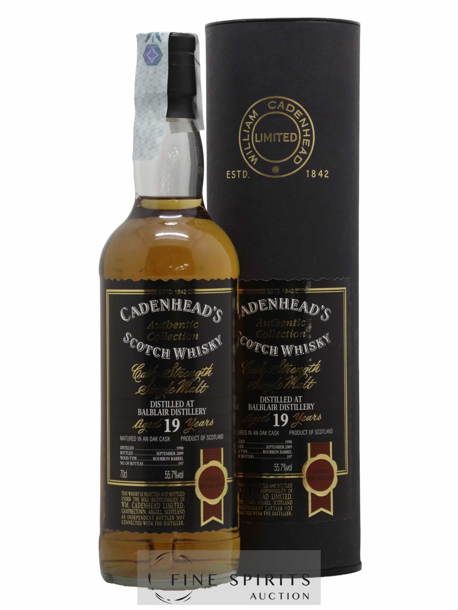 Balblair 19 years 1990 Cadenhead's Bourbon Barrel - One of 197 - bottled 2009 Authentic Collection