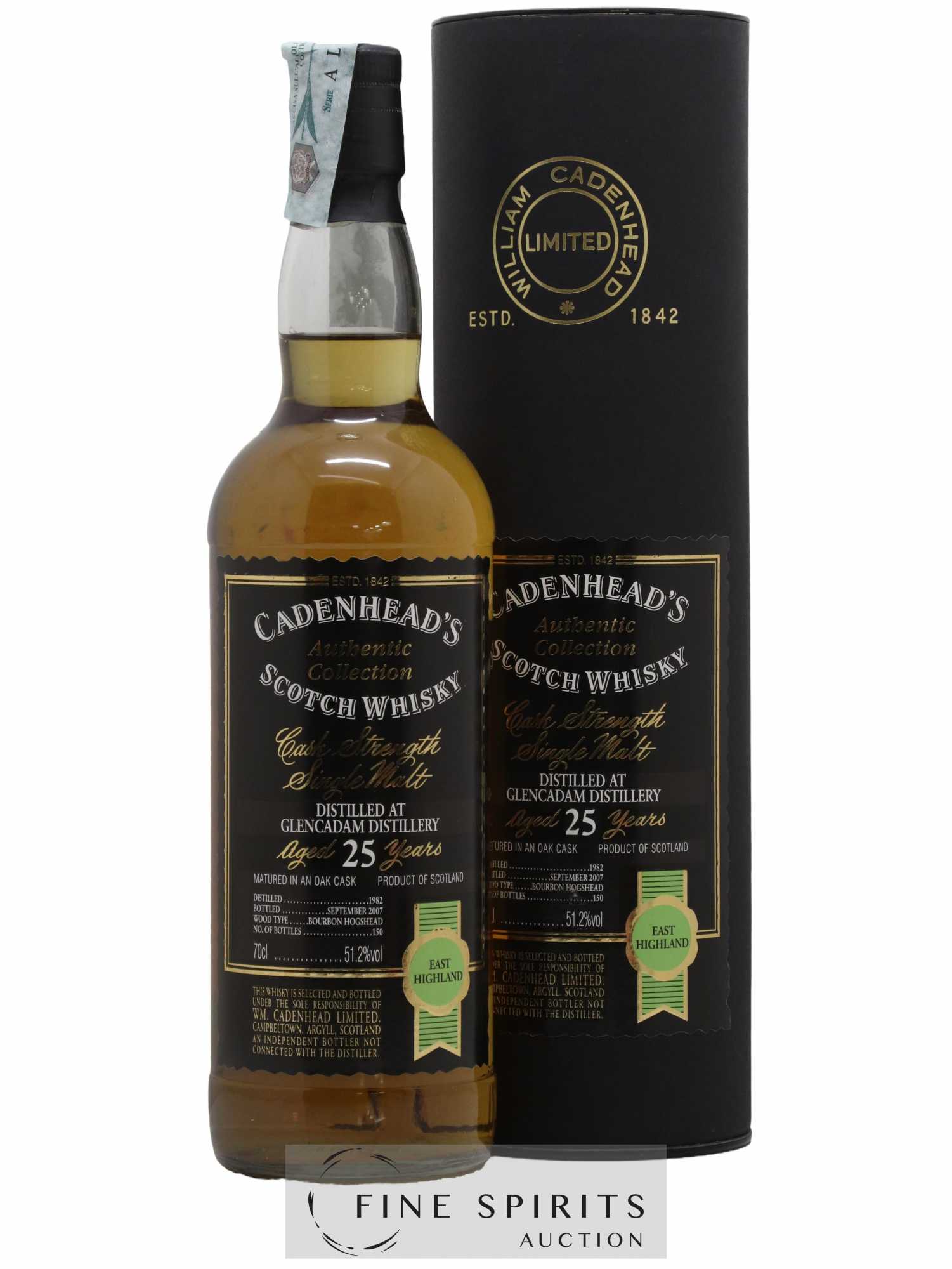 Glencadam 25 years 1982 Cadenhead's Bourbon Hogshead - One of 150 - bottled 2007 Authentic Collection