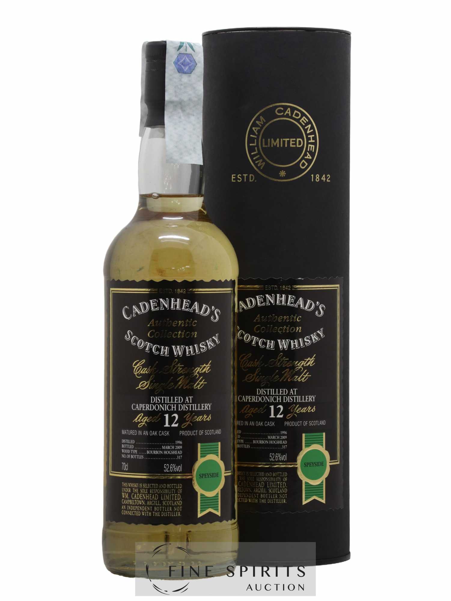 Caperdonich 12 years 1996 Cadenhead's Bourbon Hogshead - One of 317 - bottled 2009 Authentic Collection