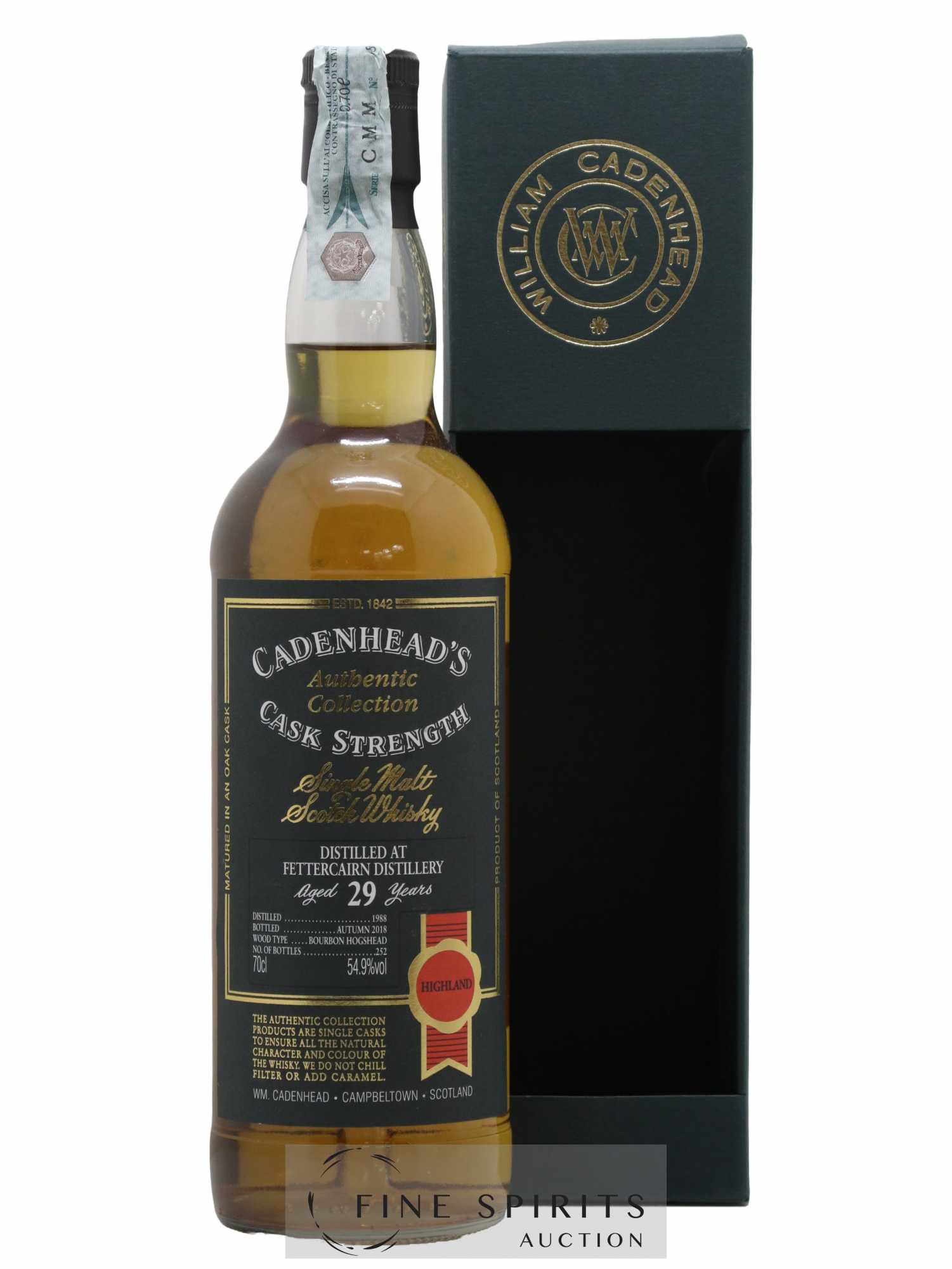 Fettercairn 29 years 1988 Cadenhead's Bourbon Hogshead - One of 252 - bottled 2018 Authentic Collection