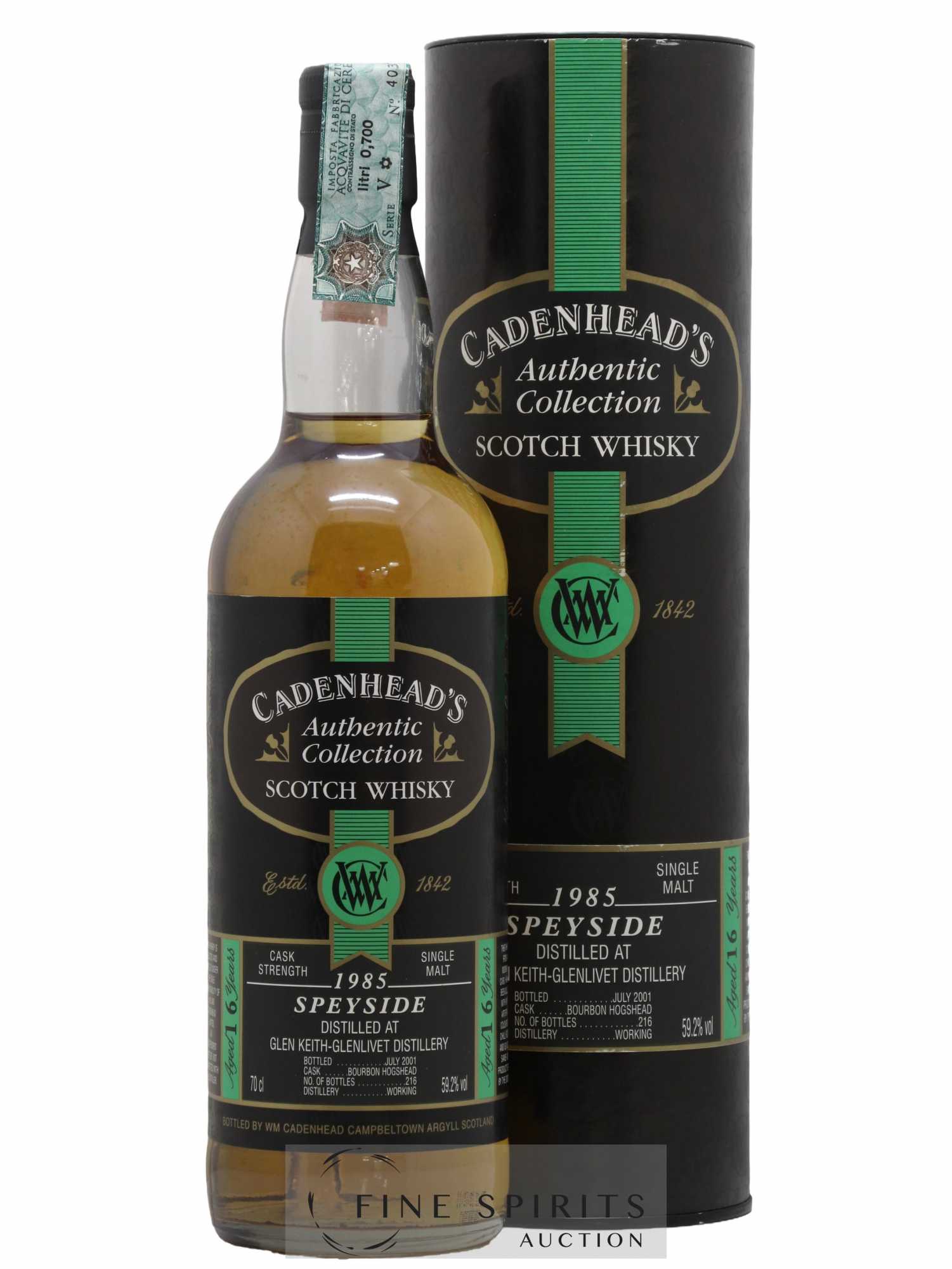 Glen Keith 16 years 1985 Cadenhead's Bourbon Hogshead - One of 216 - bottled 2001