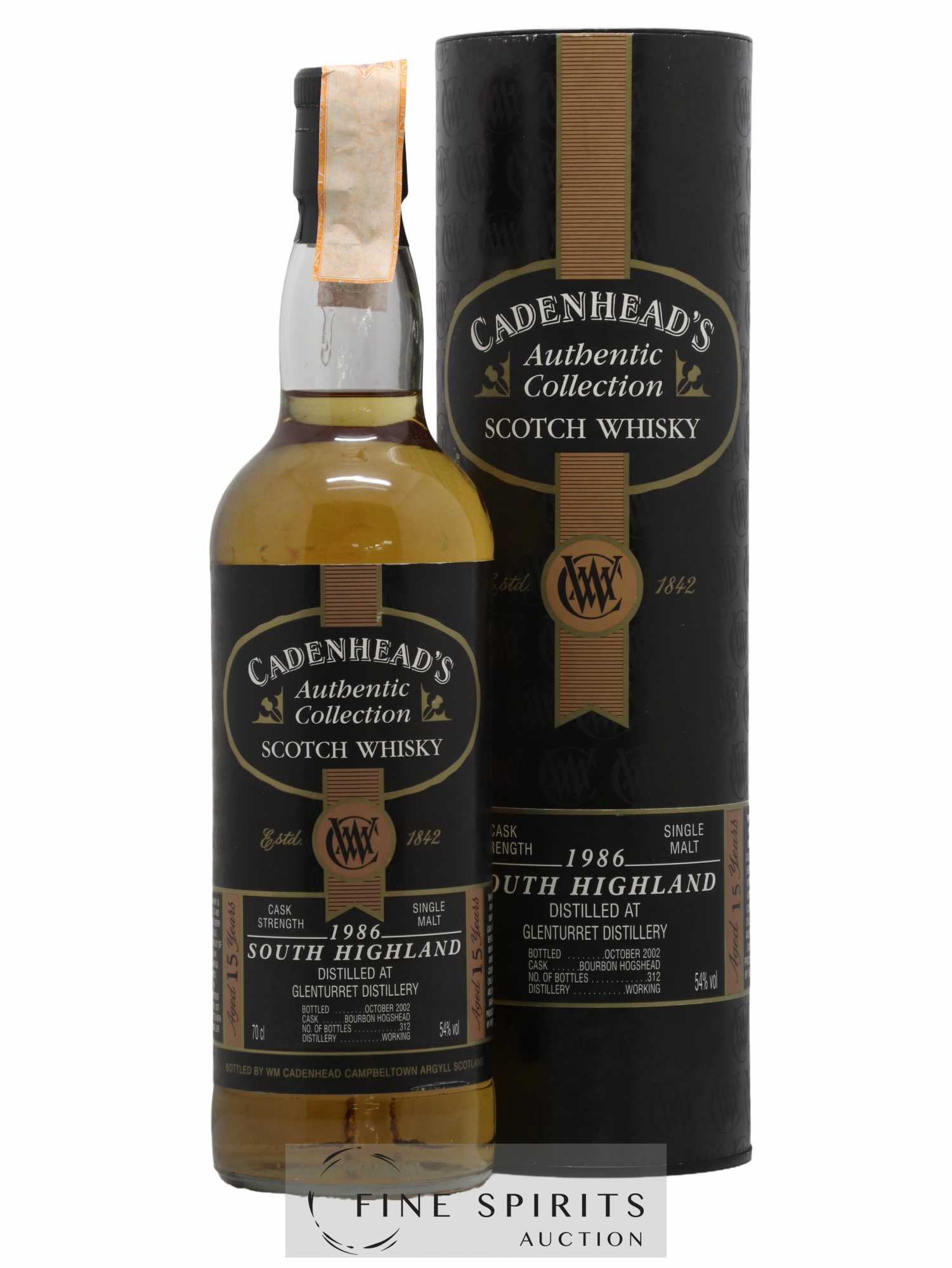 Glenturret 15 years 1986 Cadenhead's Bourbon Hogshead - One of 312 - bottled 2002