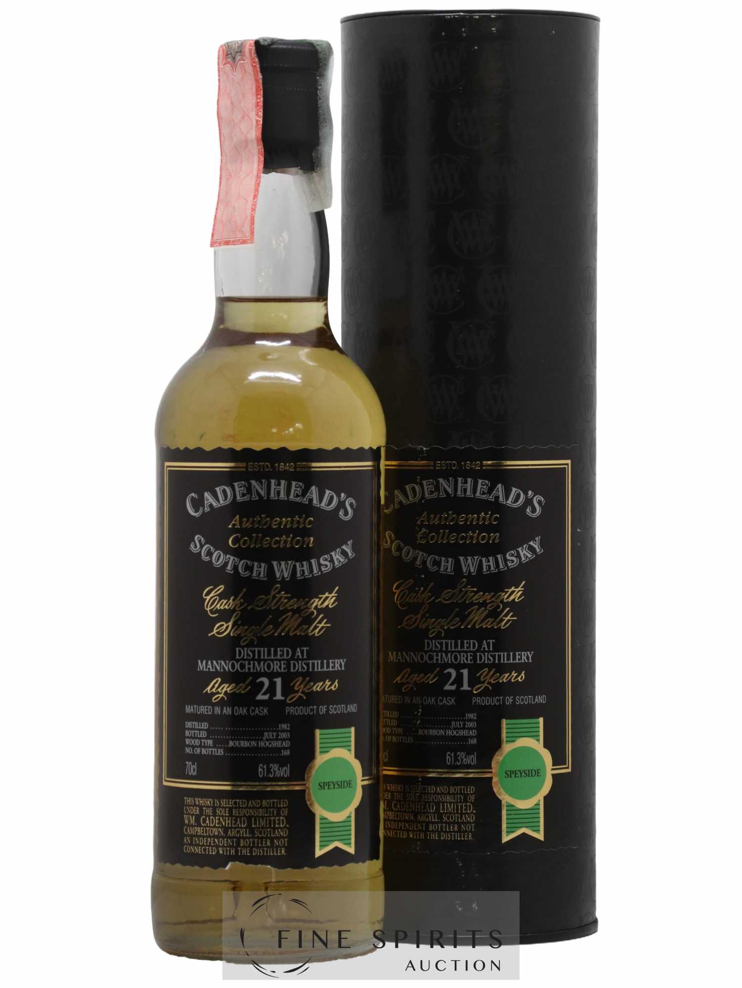 Mannochmore 21 years 1982 Cadenhead's Bourbon Hogshead - One of 168 - bottled 2003 Authentic Collection