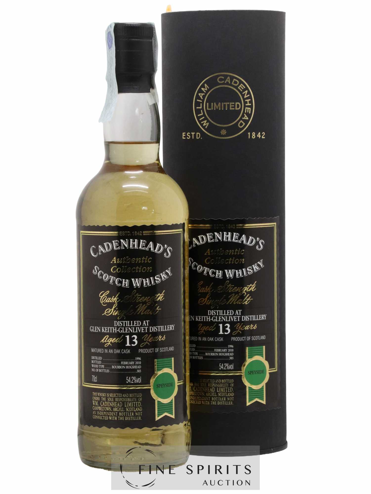 Glen Keith 13 years 1996 Cadenhead's Bourbon Hogshead - One of 303 - bottled 2010 Authentic Collection