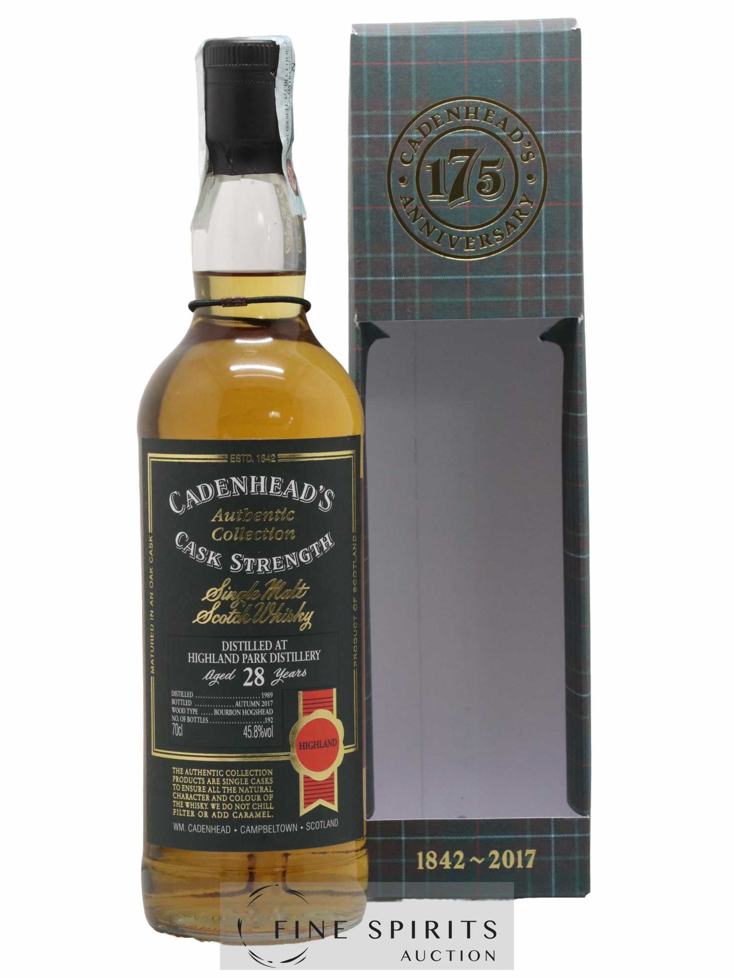 Highland Park 28 years 1989 Cadenhead's Bourbon Hogshead - One of 192 - bottled 2017 Authentic Collection