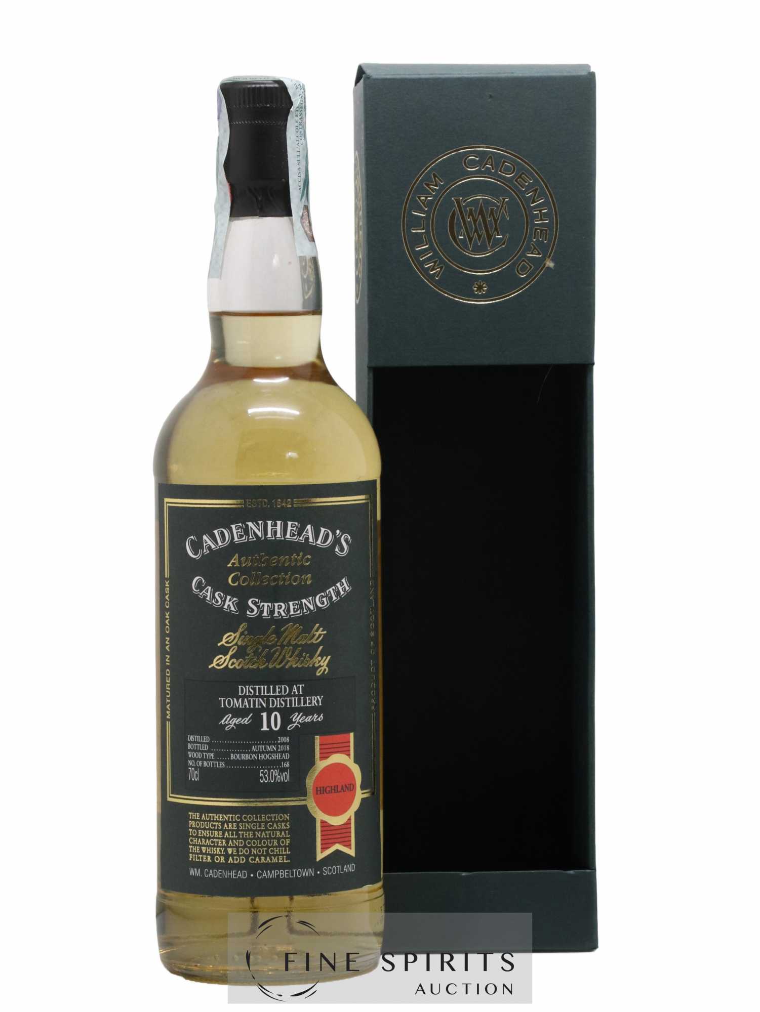 Tomatin 10 years 2008 Cadenhead's Bourbon Hogshead - One of 168 - bottled 2018 Authentic Collection