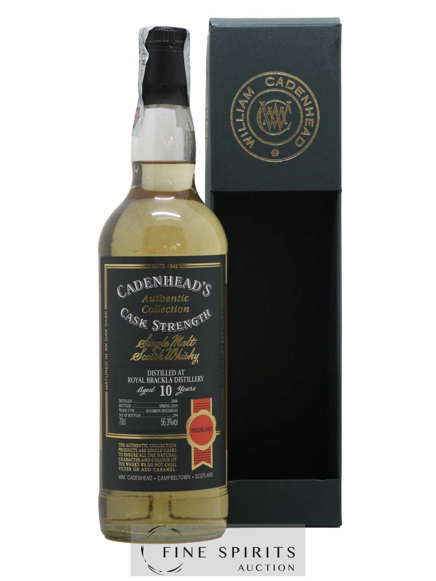 Royal Brackla 10 years 2008 Cadenhead's Bourbon Hogshead - One of 294 - bottled 2019 Authentic Collection