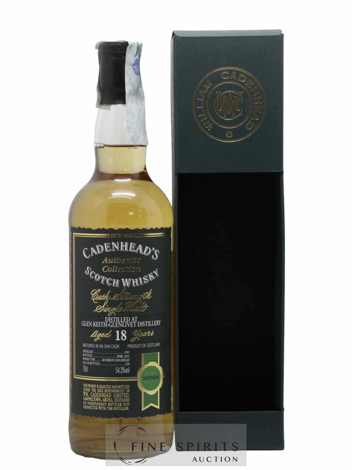 Glen Keith 18 years 1993 Cadenhead's Bourbon Hogshead - One of 228 - bottled 2012 Authentic Collection