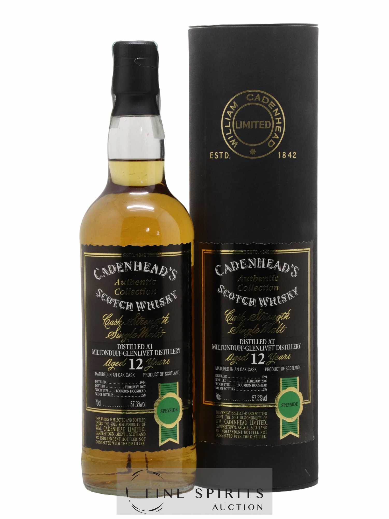 Miltonduff 12 years 1994 Cadenhead's Bourbon Hogshead - One of 288 - bottled 2007 Authentic Collection