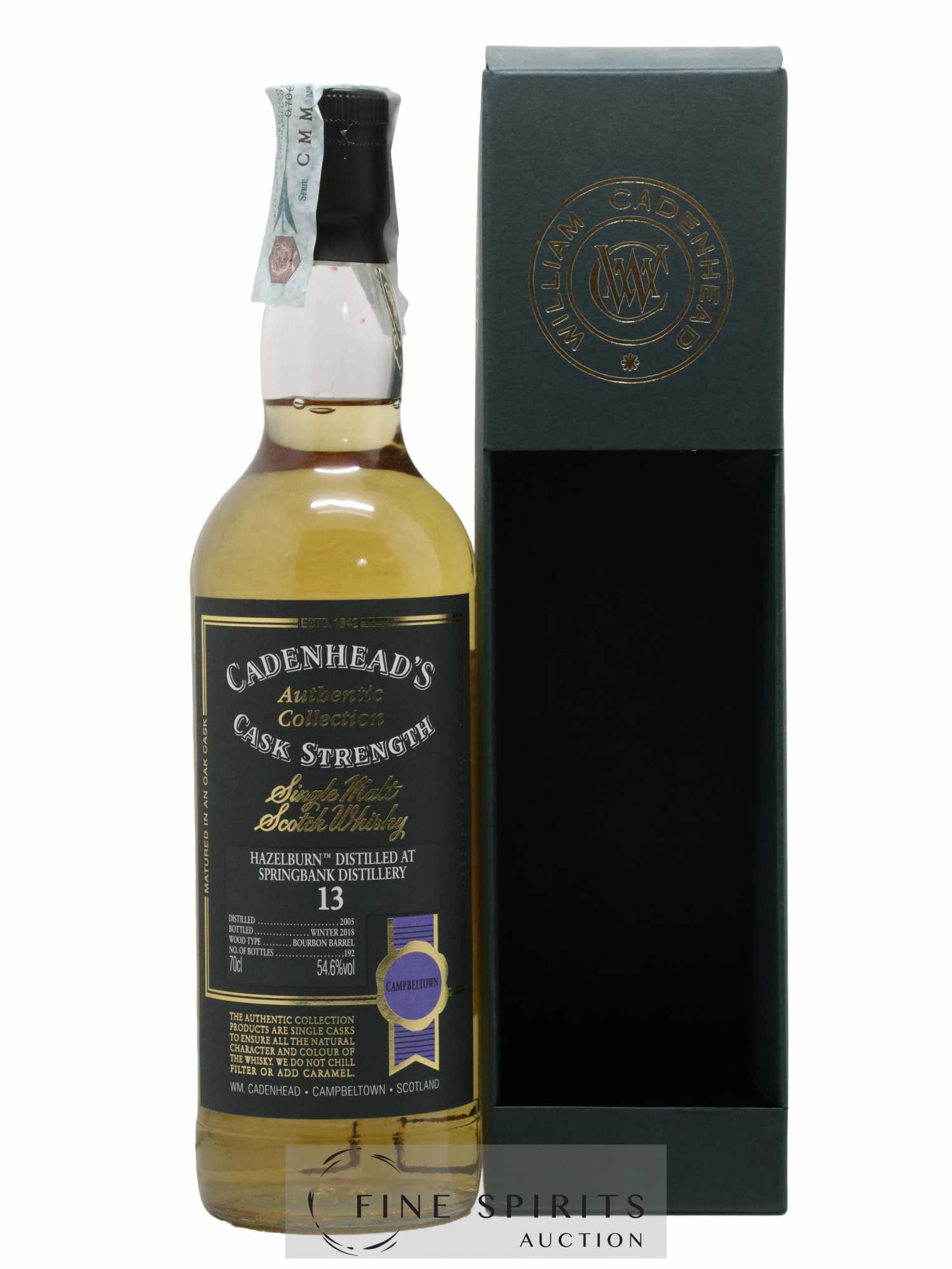 Hazelburn 13 years 2005 Cadenhead's Bourbon Barrel - One of 192 - bottled 2018 Authentic Collection